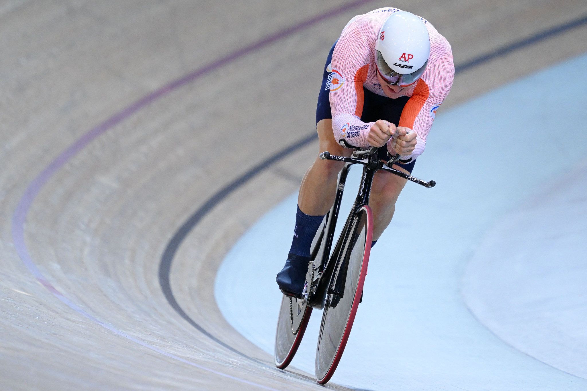Jeffrey Hoogland of the Netherlands won the men's one kilometre time trial title at the UCI Track Cycling World Championships ©Getty Images