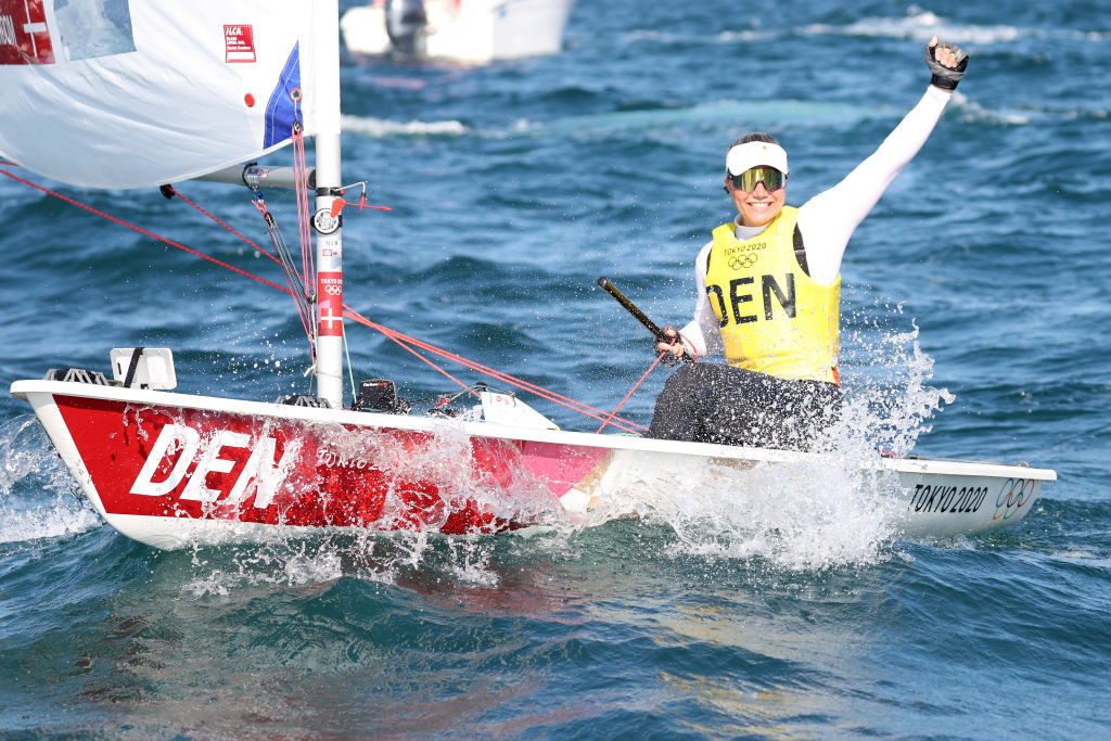 Denmark's Tokyo 2020 laser radial champion Anne-Marie Rindom has moved into second place at the ILCA 6 World Championships ©Getty Images