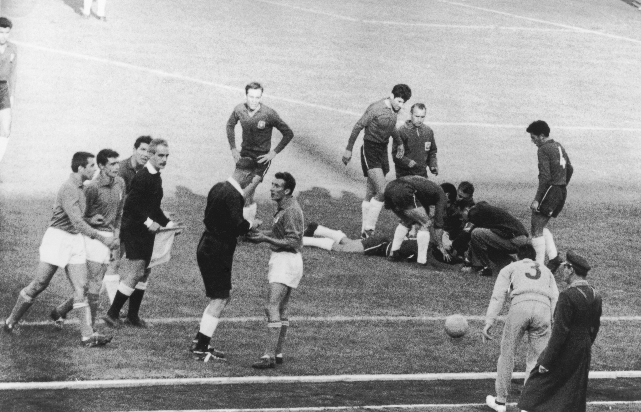 A second Italian player, Mario David, gets his marching orders during the infamous 1962 FIFA World Cup match with hosts Chile, since known as the Battle of Santiago ©Getty Images