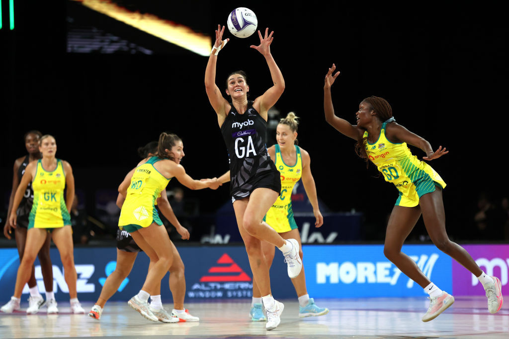 Australia's netballers have yet to wear the branding of their new sponsor, Hancock Prospecting, in the annual Constellation Cup matches against New Zealand, who currently lead 2-0 with two matches to play ©Getty Images