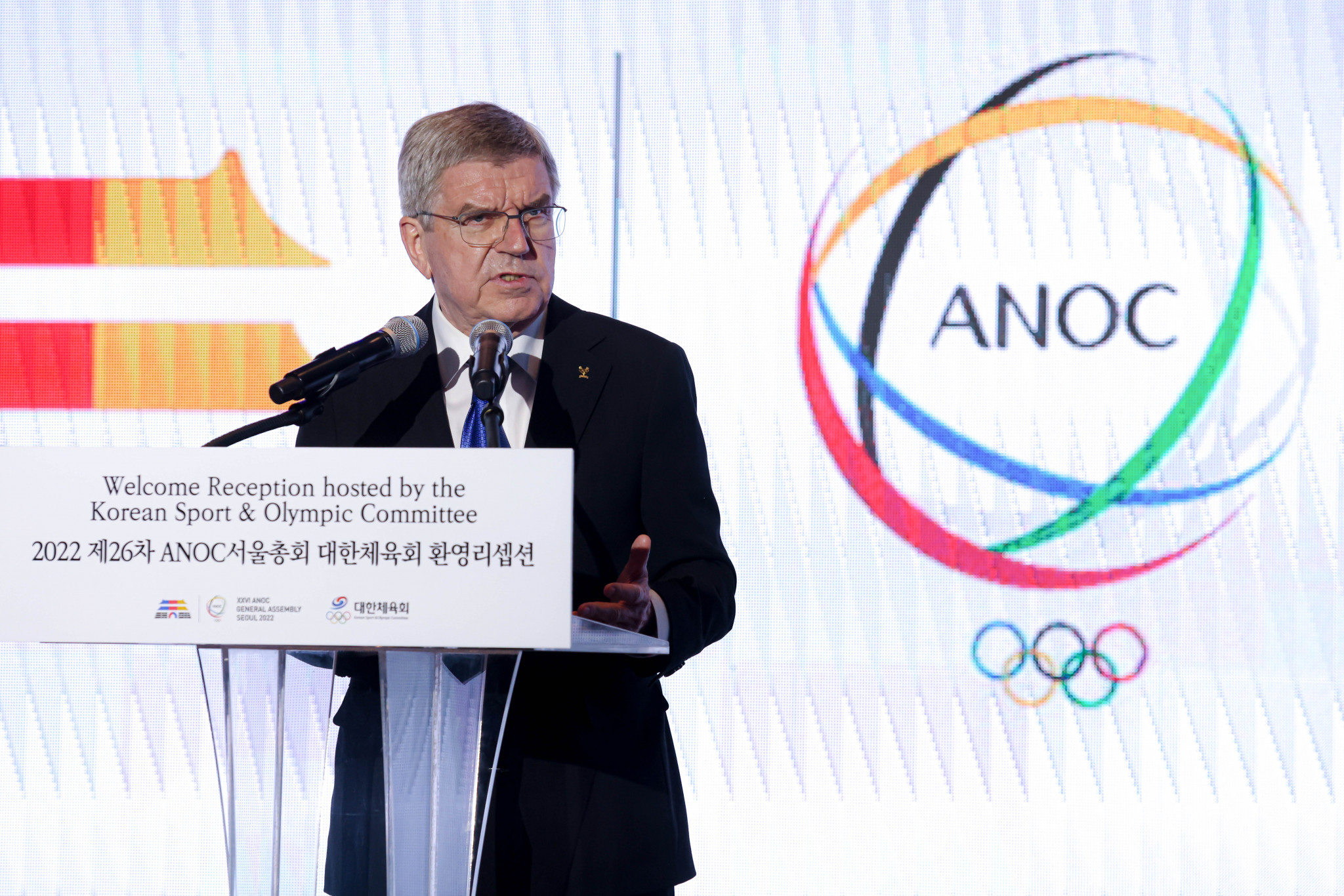 Bach gave a short speech as anticipation built prior to the ANOC General Assembly ©ANOC
