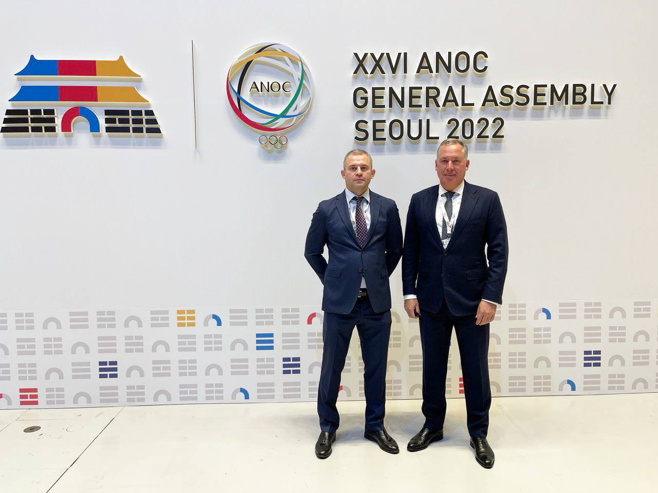 ROC President Stanislav Pozdnyakov, right, attended the ANOC General Assembly in Seoul ©ROC