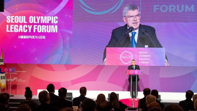 IOC President Thomas Bach addressed the Seoul Olympic Legacy Forum ©IOC