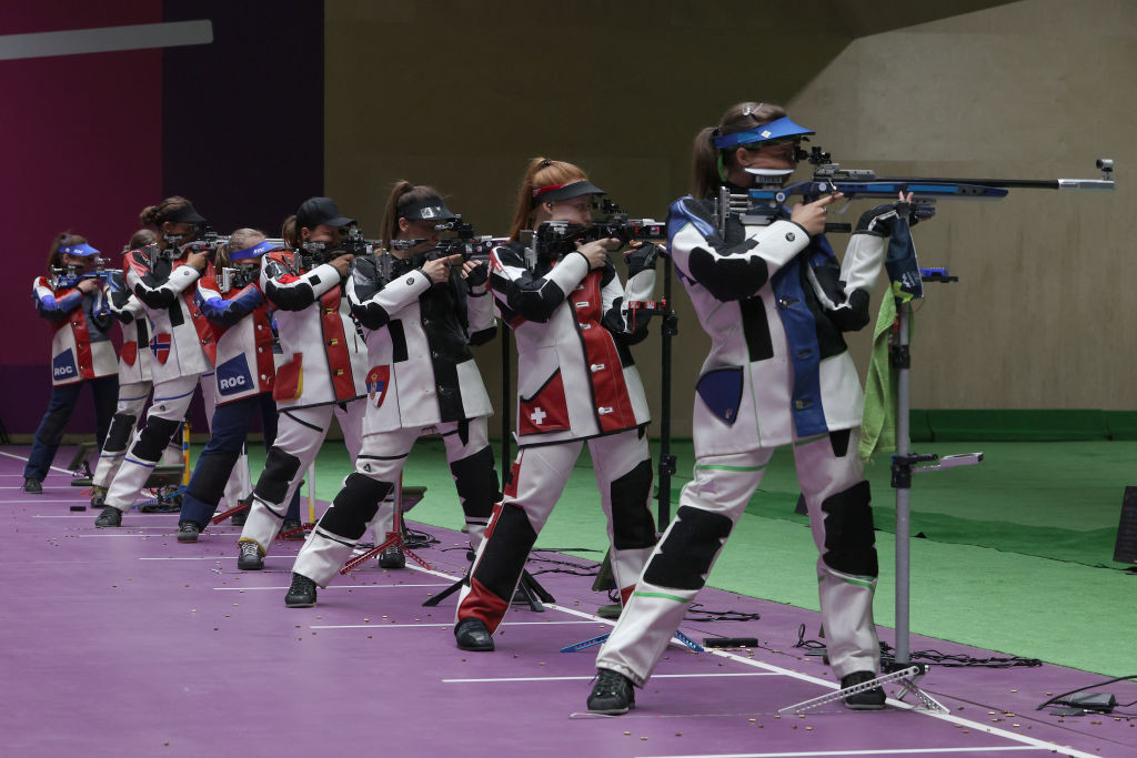 The 50m rifle three positions women event saw China's Miao Wanru win world gold and the top Paris 2024 quota places today in Cairo ©Getty Images
