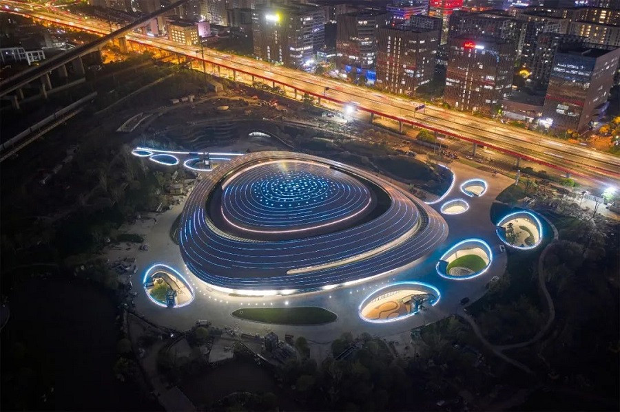 The China Hangzhou Esports Centre has an "Interstellar Whirlpool" lighting design ©Hangzhou 2022