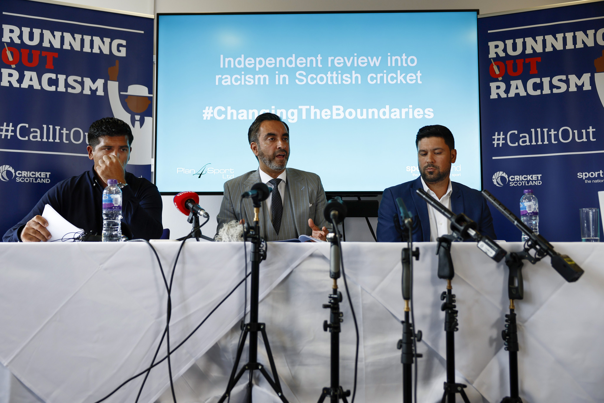 Former Scotland international and anti-racism campaigner Qasim Sheikh, right, played a crucial role in developing the partnership ©Getty Images