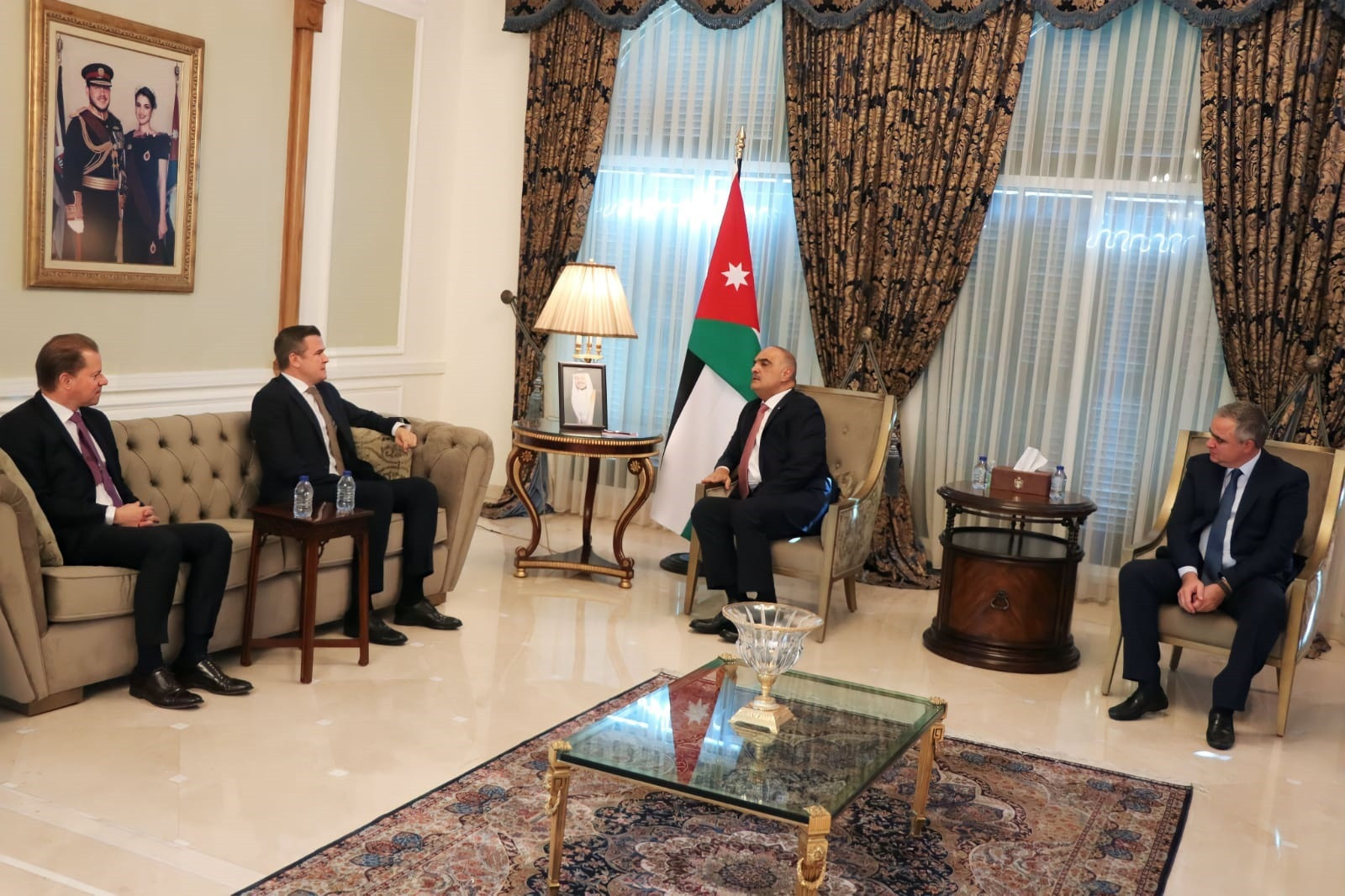 WADA President Witold Bańka, second from left, and director general Olivier Niggli, left, meet Jordanian Prime Minister Bisher Al-Khasawneh, second from right ©Prime Ministry of Jordan