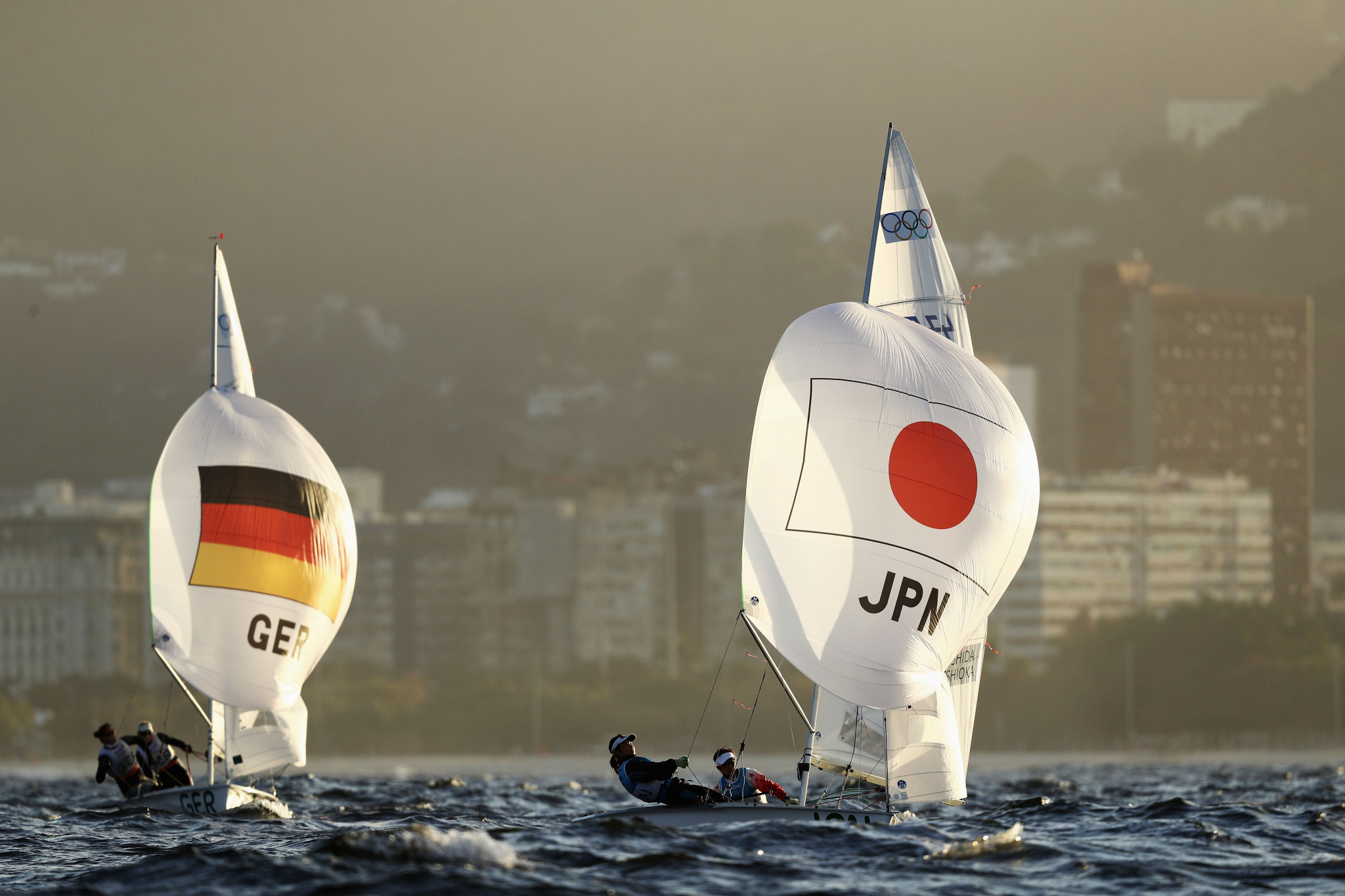 Germany's Luise Wanser and Philipp Autenrieth won the 470 World Championship a day early in Israel ©Getty Images