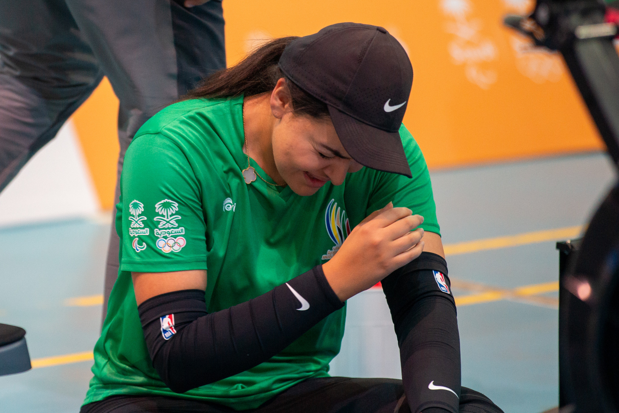 Kariman Abuljadayel was emotional after securing the women's indoor rowing gold medal ©Saudi Games