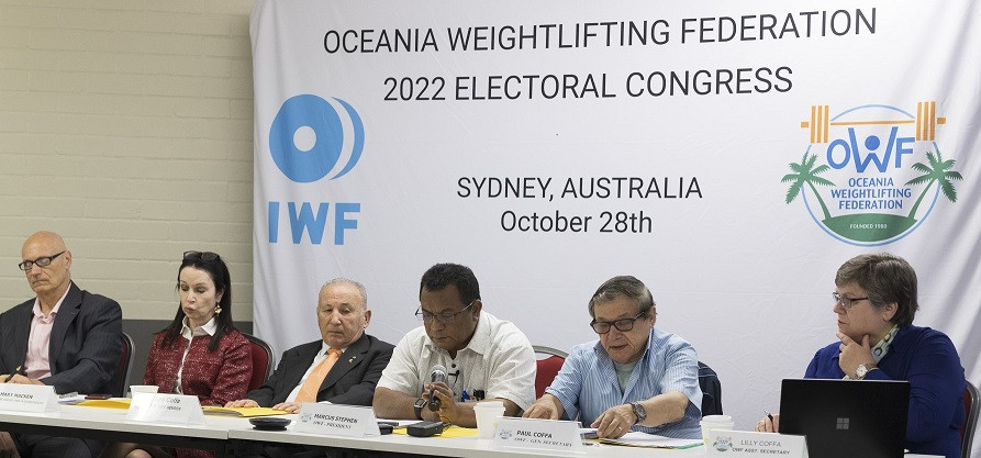 Marcus Stephen and Paul Coffa were re-elected unopposed to the top two roles at the Oceania Weightlifting Federation Congress ©OWF