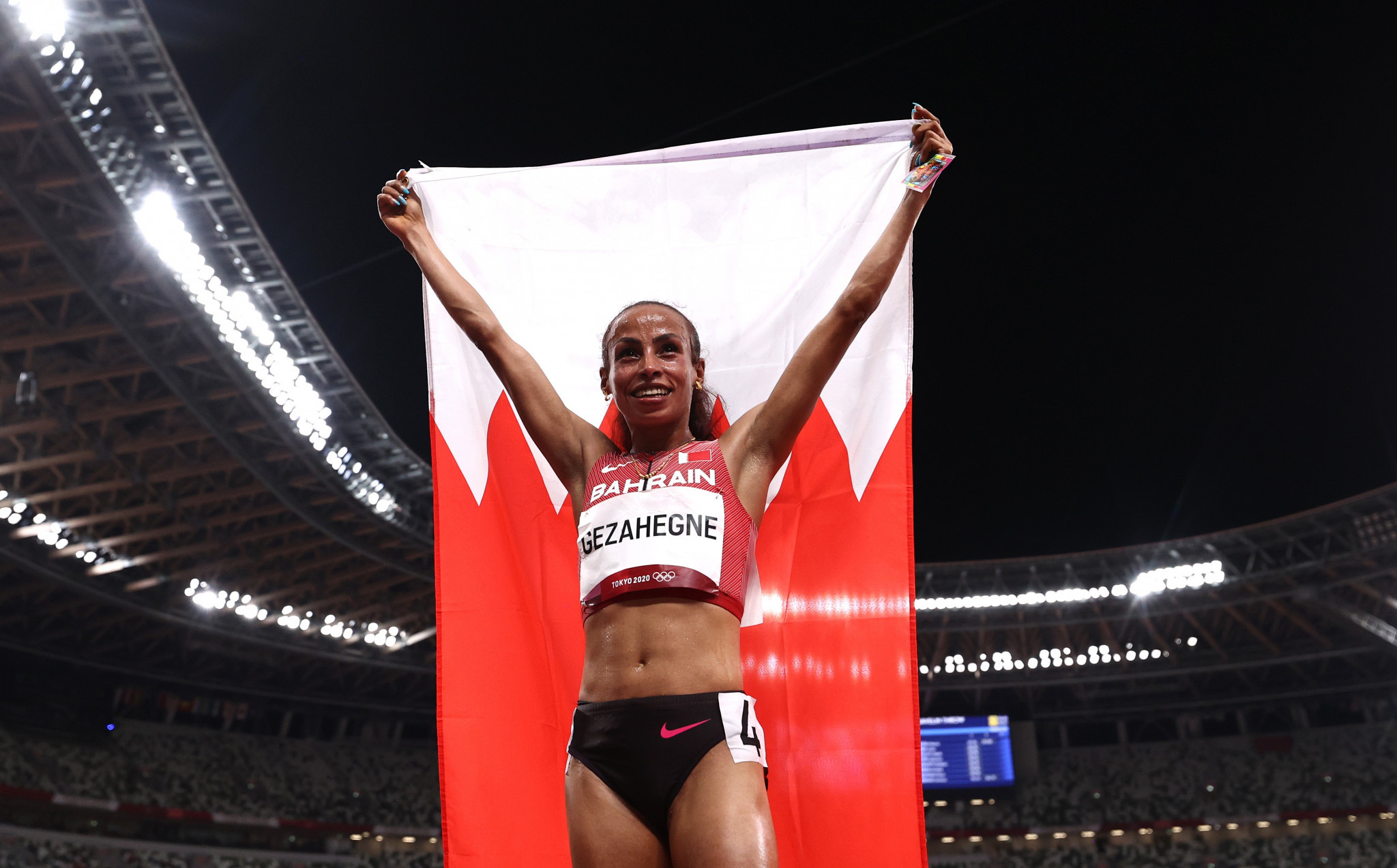 Long-distance runner Kalkidan Gezahegne, a silver medallist in the women's 10,000, at Tokyo 2020, is one of several successful female athletes from Bahrain ©Getty Images