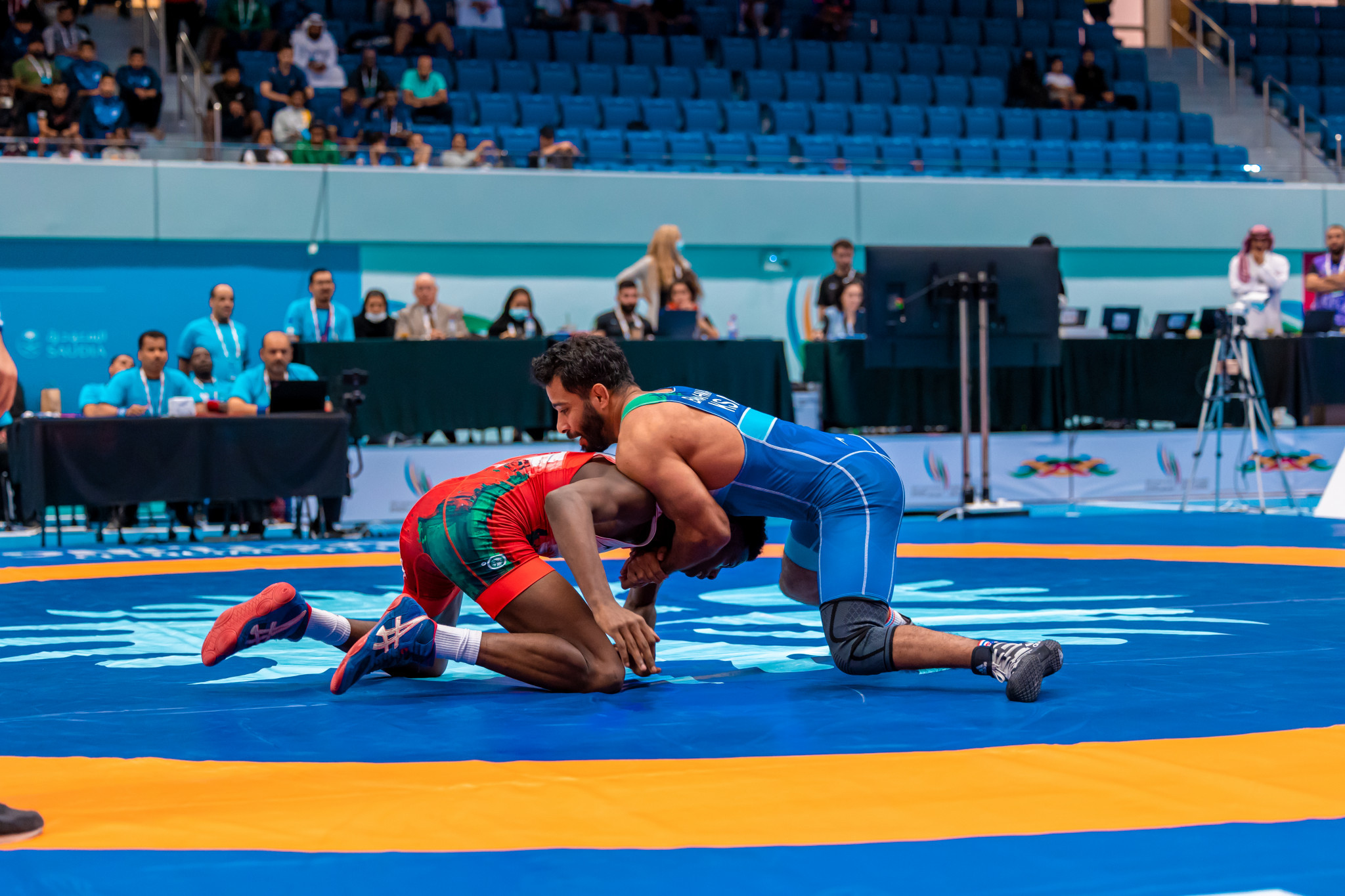 Five Greco-Roman finals were fought to mark the its day of medal events in wrestling ©Saudi Games