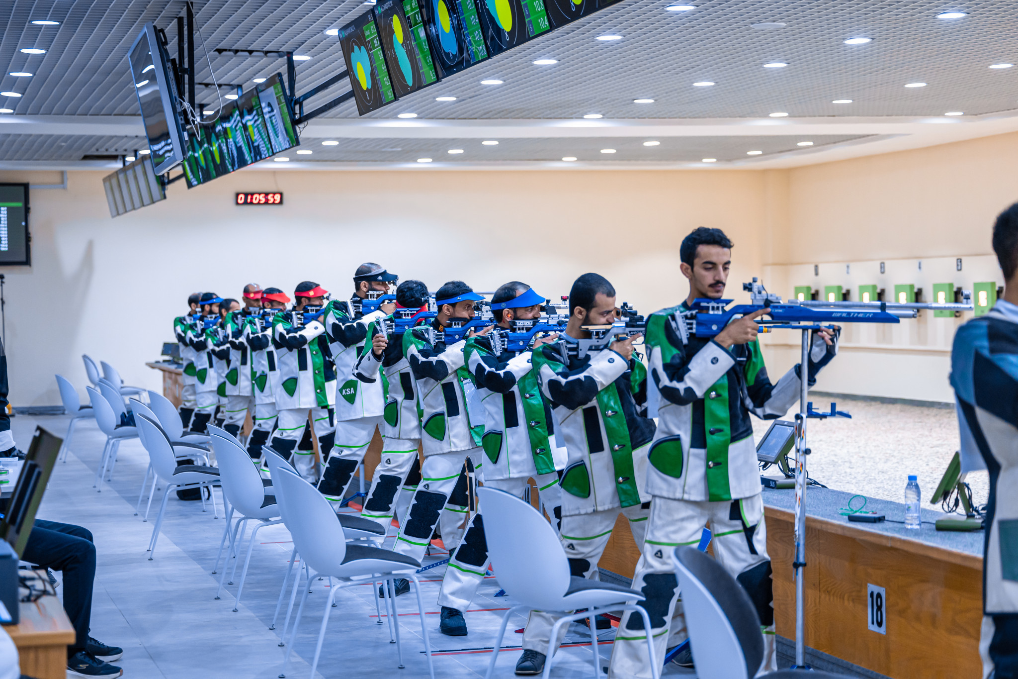 The men's 10m air rifle category was the sole shooting medal event to take place ©Saudi Games