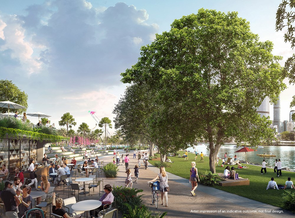 What the re-shaped Promenade on Brisbane's South Bank might look like as plans are laid ahead of the staging of the 2032 Olympics and Paralympics ©qld.gov.au