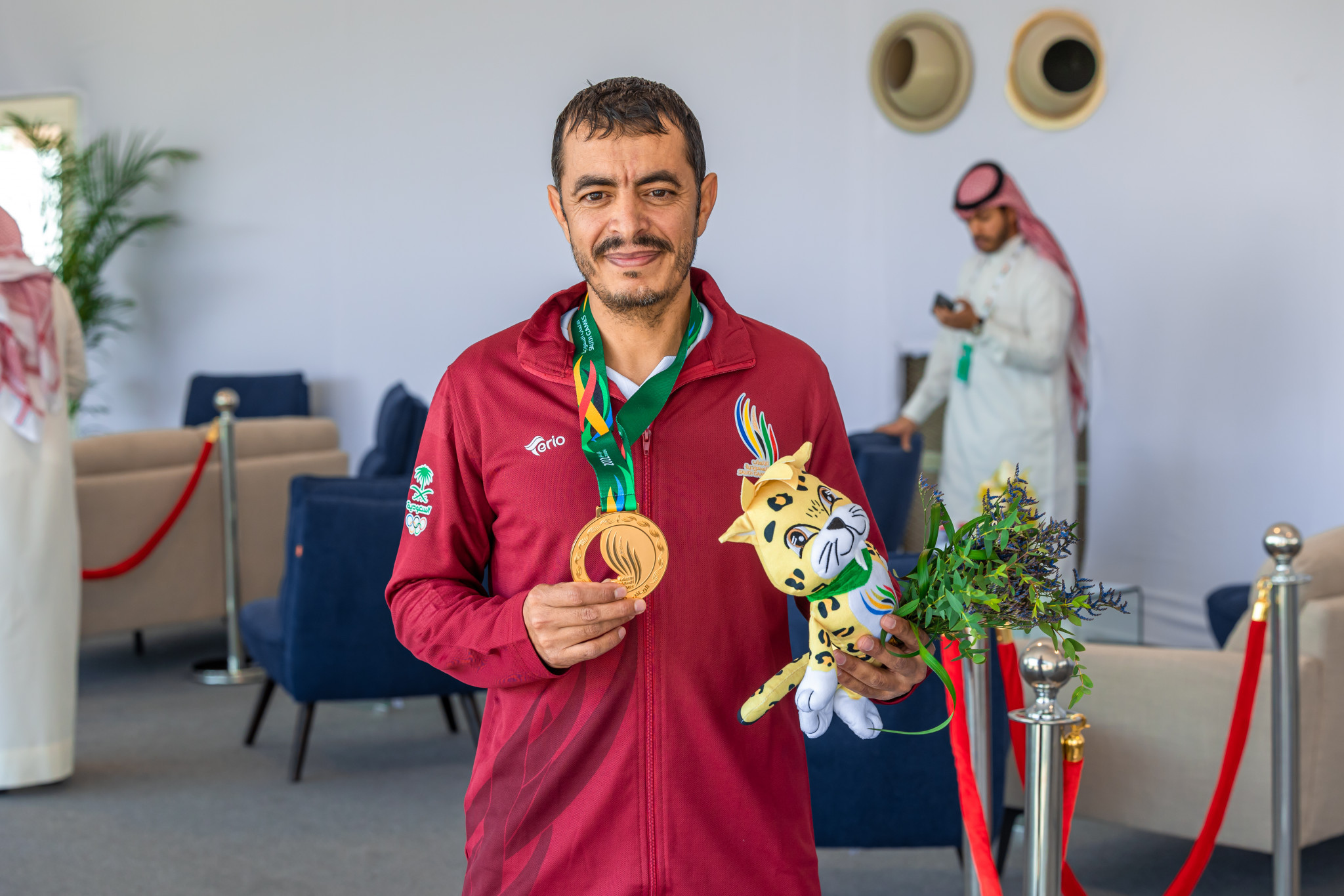 Hussain Al-Harbi won the men's 10m air rifle gold medal ©Saudi Games