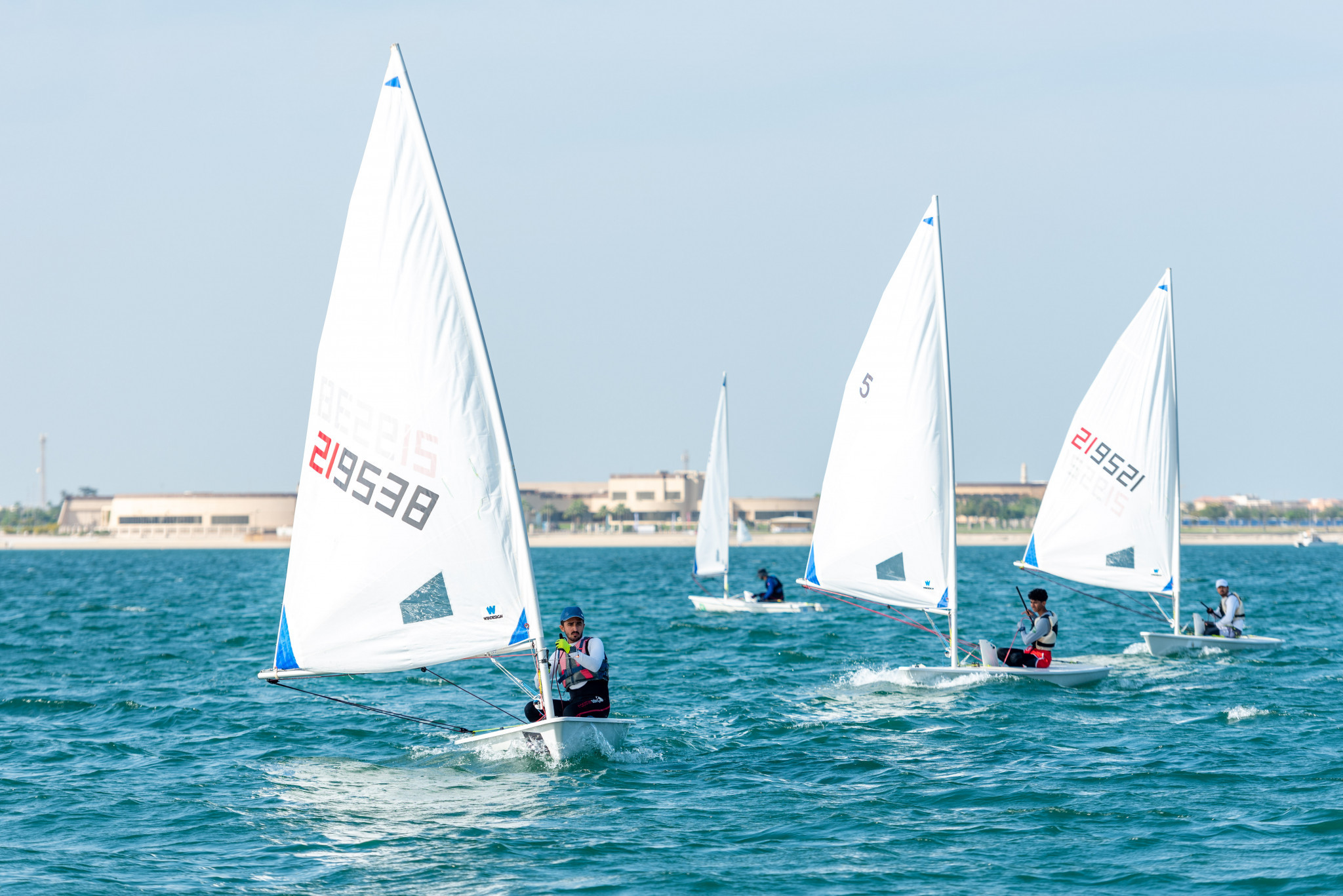 Sailors took to the sea again following the start of its programme yesterday ©Saudi Games