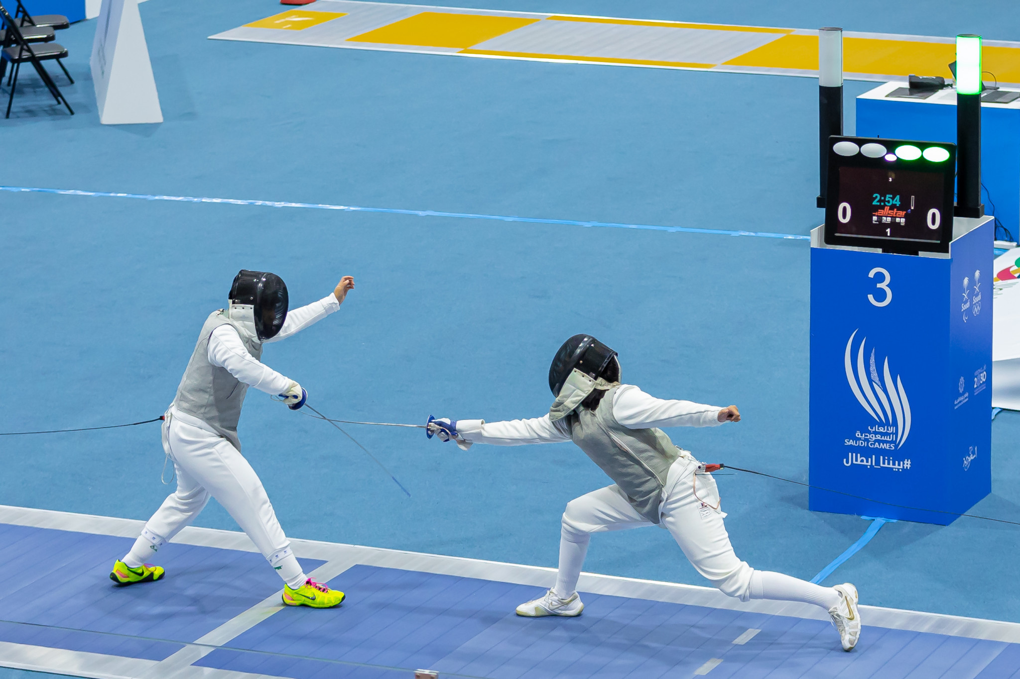 Women fencers duelled for the right to be crowned the champion of foil ©Saudi Games