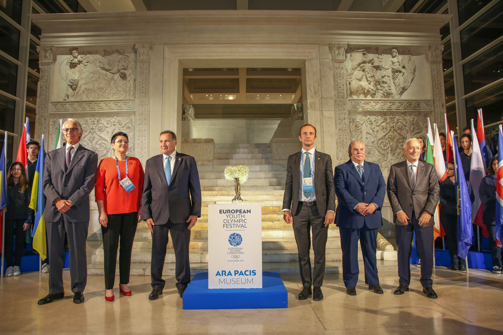 The Friuli Venezia Giulia 2023 Flame of Peace lighting ceremony took place at the Museum of the Ara Pacis in Rome ©EOC