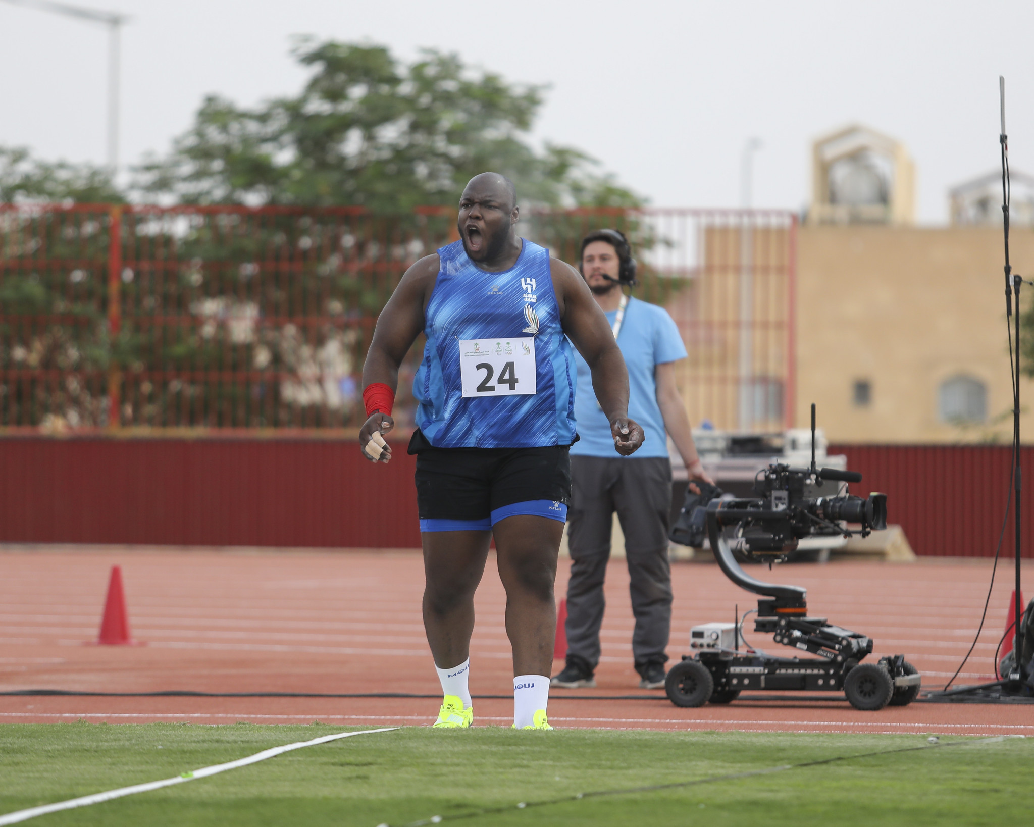 Mohammed Tolo was unbeatable in the men's shot put ©Saudi Games