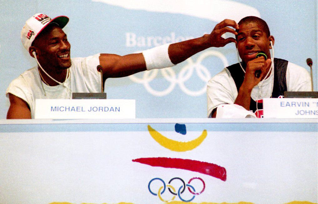 Earvin Johnson helped the US win Olympic basketball gold at Barcelona 1992  ©Getty Images