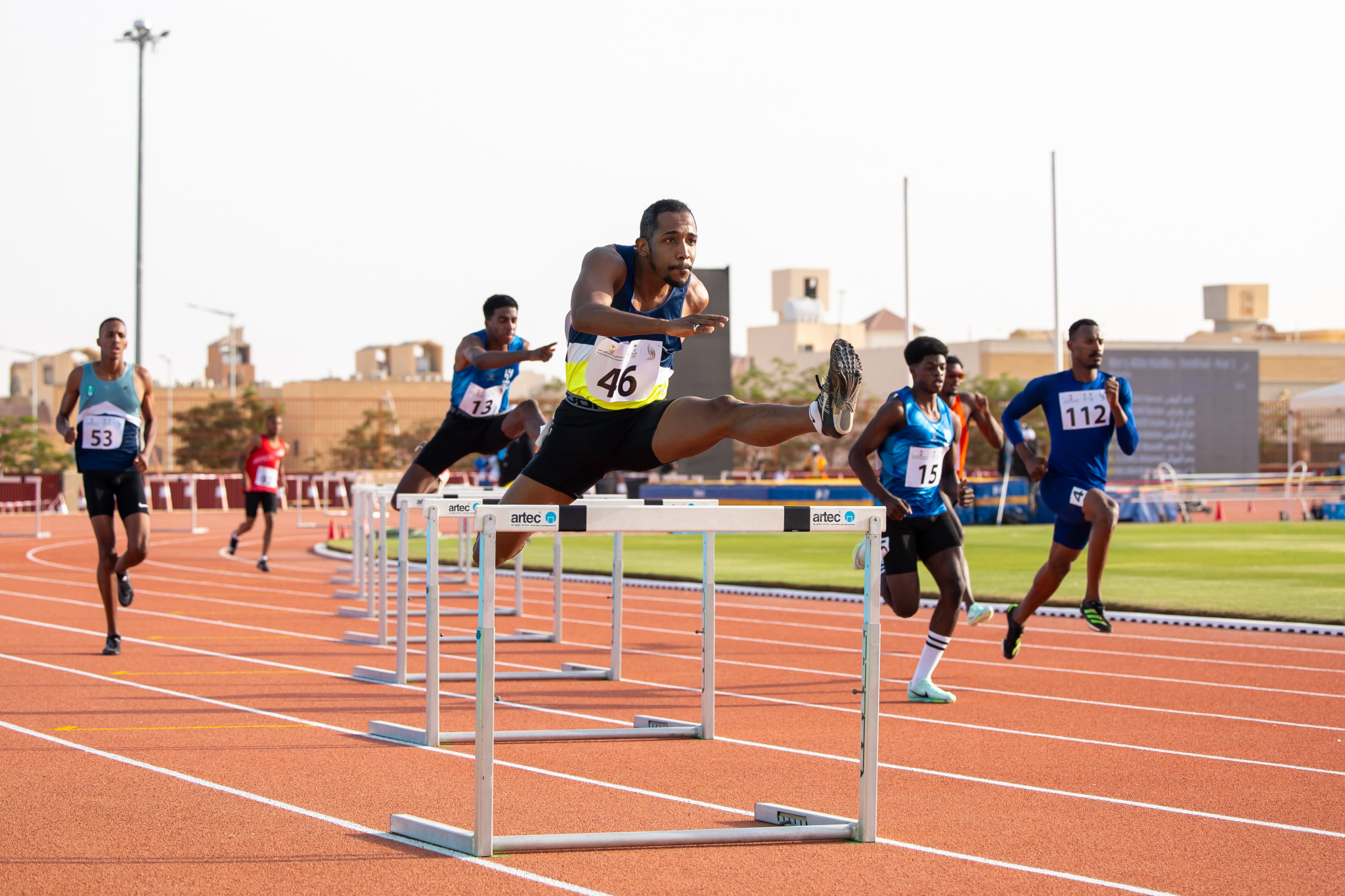 Sprinters sought to qualify for the men's 400m hurdles ©Saudi Games
