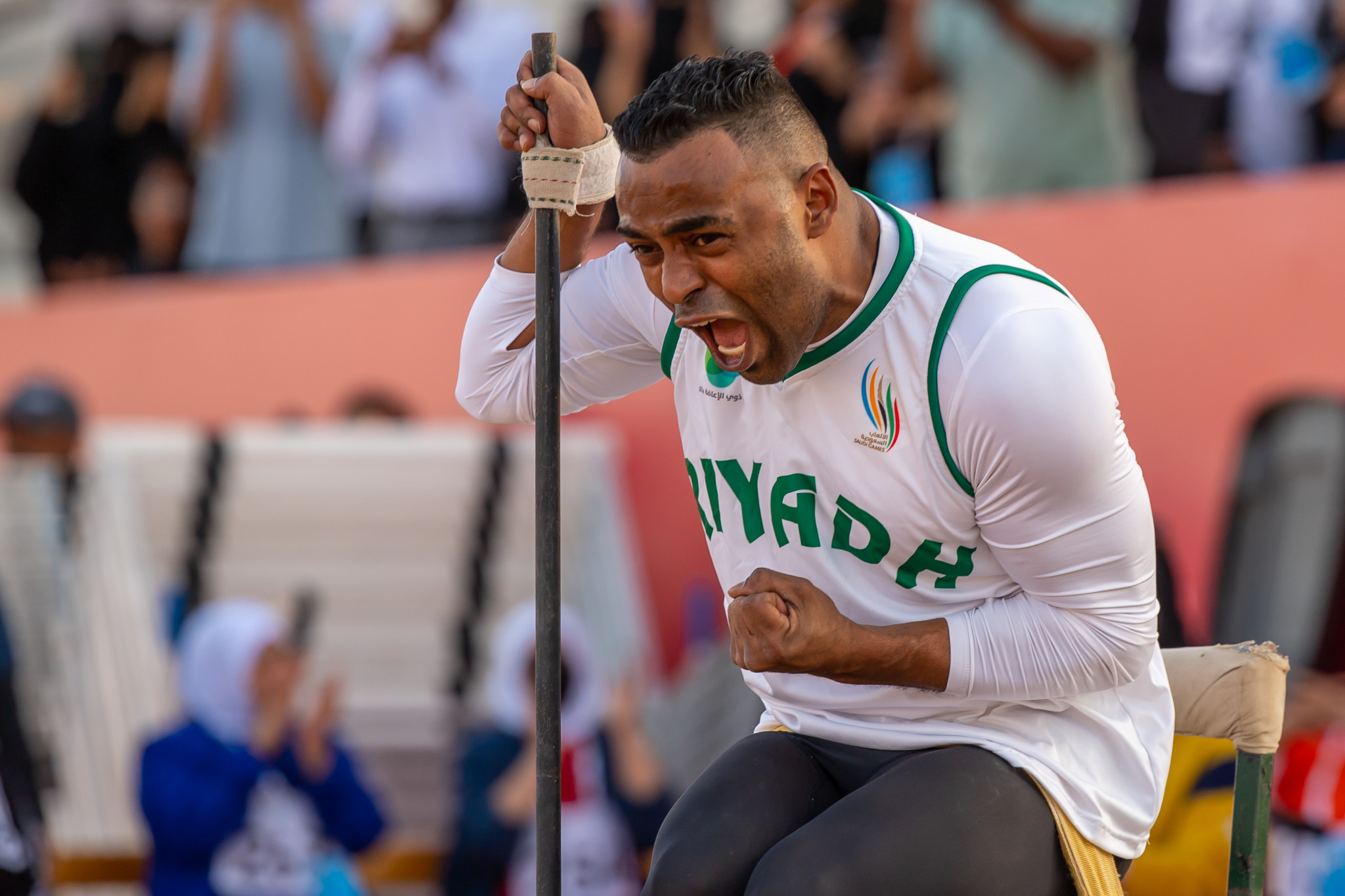 There was no shortage of passion from Hani Al-Nakhli as he won the men's shot put F53 title ©Saudi Games