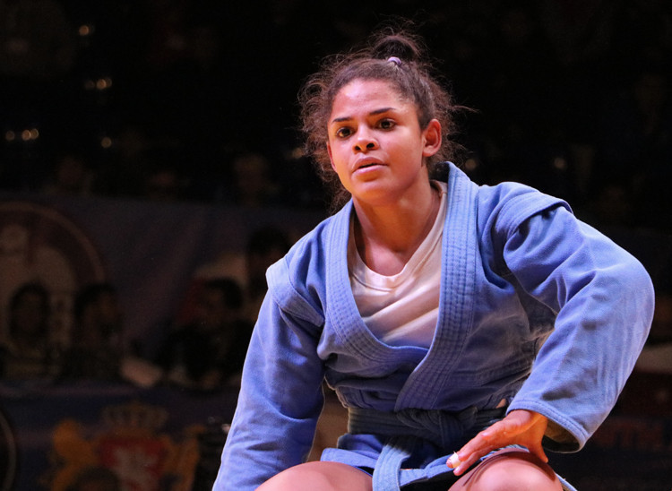 Maria Amyulina Guedez won the Refugee Sambo Team's first World Championship gold medal today ©FIAS