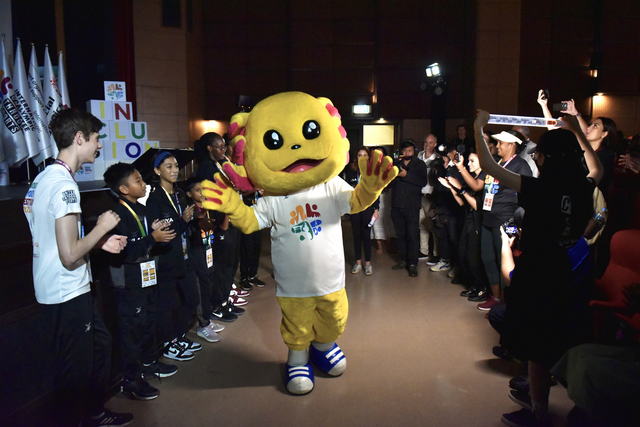 Alex the Axolotl was a popular figure on day one of the 2022 UTS World Youth Festival ©UTS 