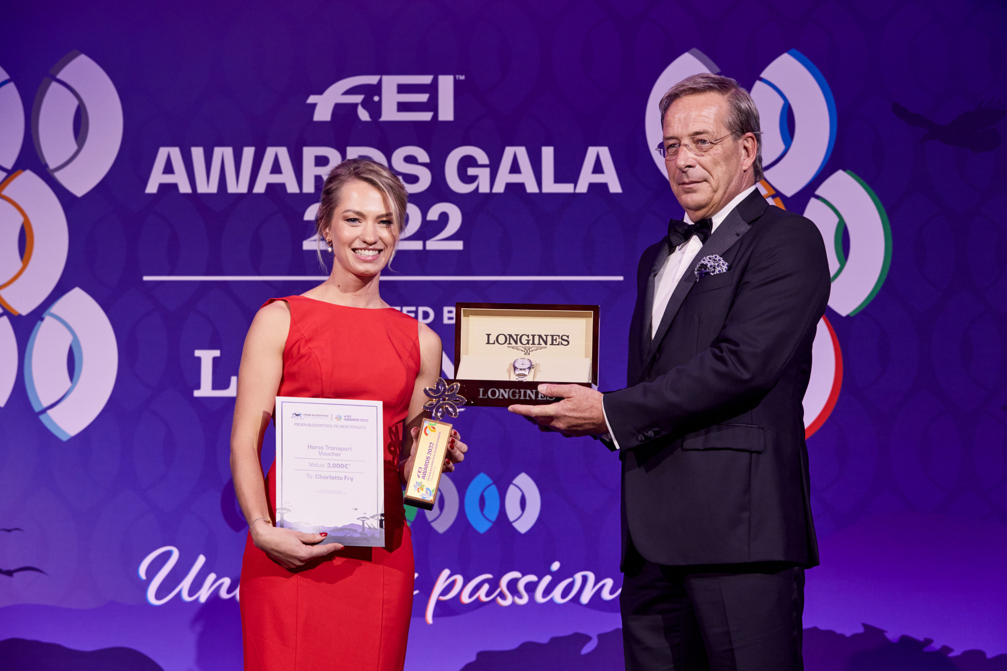 Charlotte Fry, left, was recognised as the Best Athlete after becoming a two-time world champion ©FEI