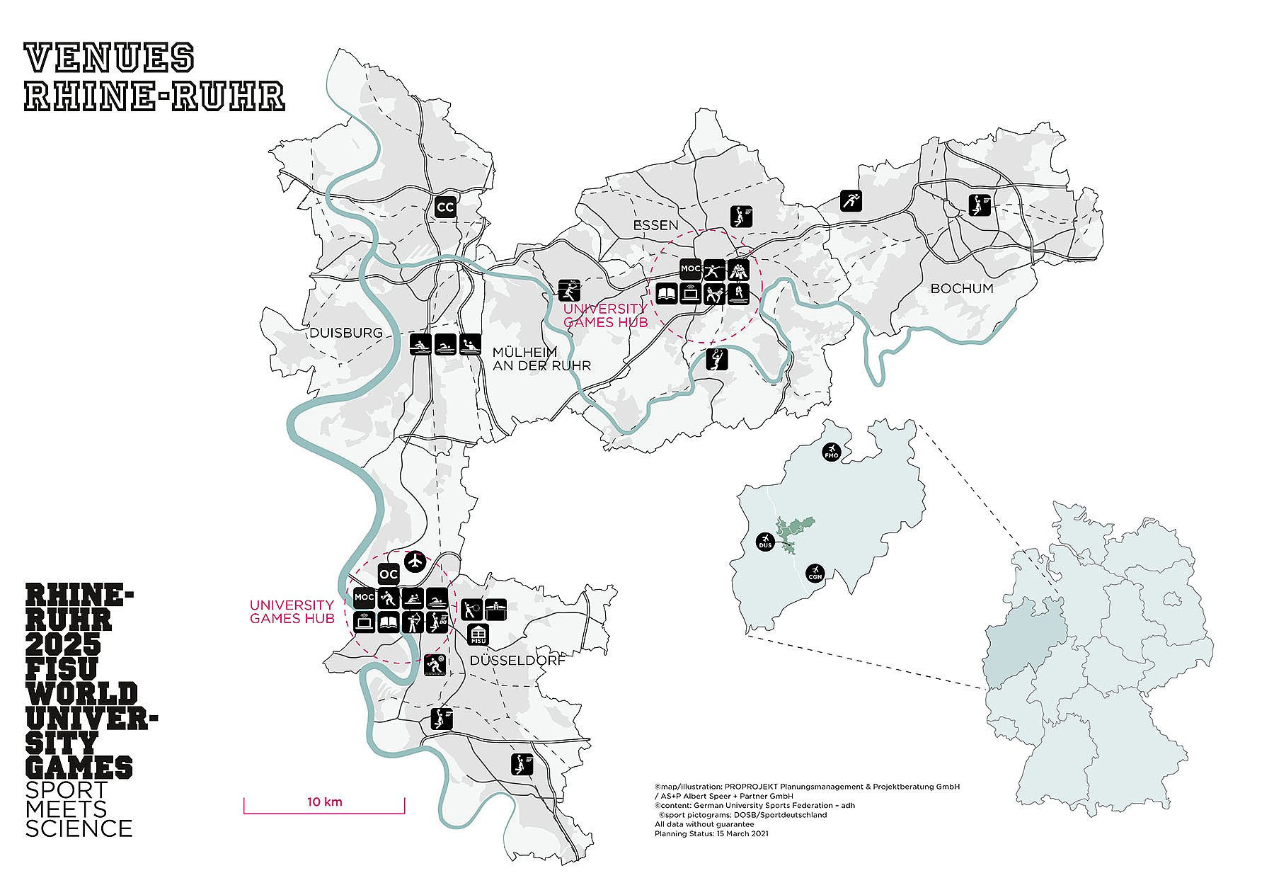 The map of Rhine-Ruhr, showing venues for the Games ©Rhine-Ruhr 2025