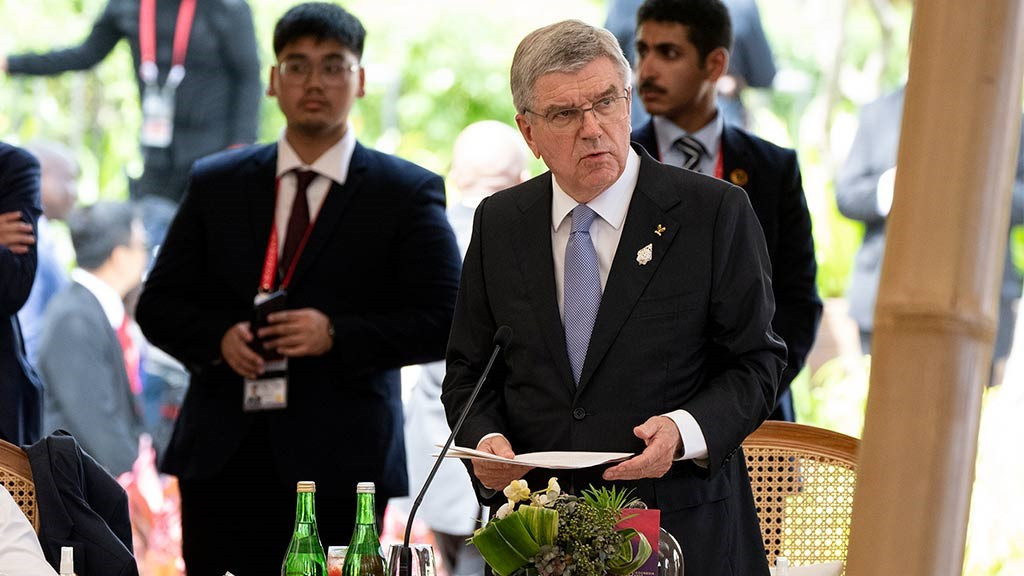 IOC President Thomas Bach called for peace during his speech at the G20 Summit ©IOC