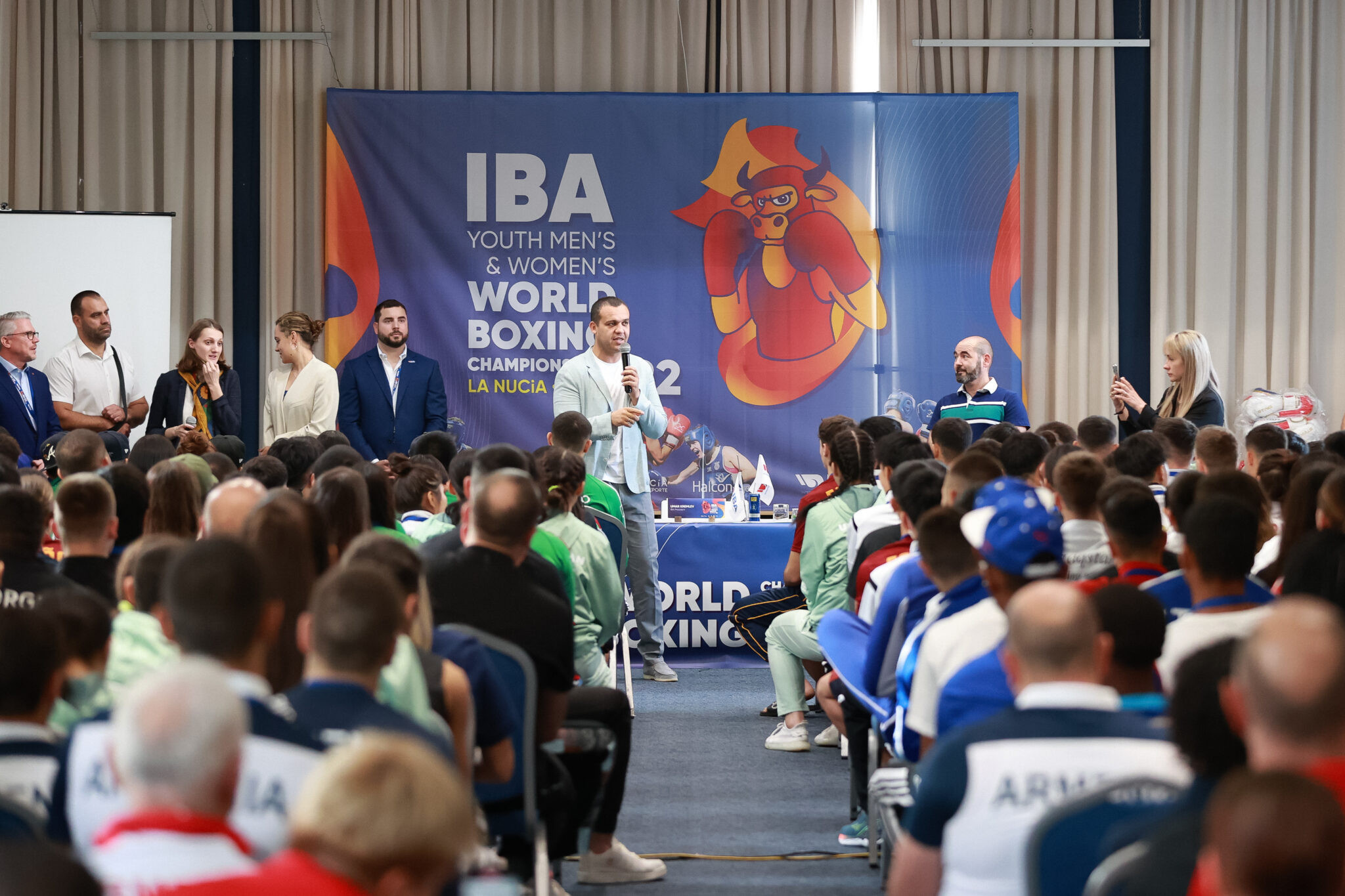 IBA President Umar Kremlev, centre, told athletes to fight for their Olympic futures ©IBA