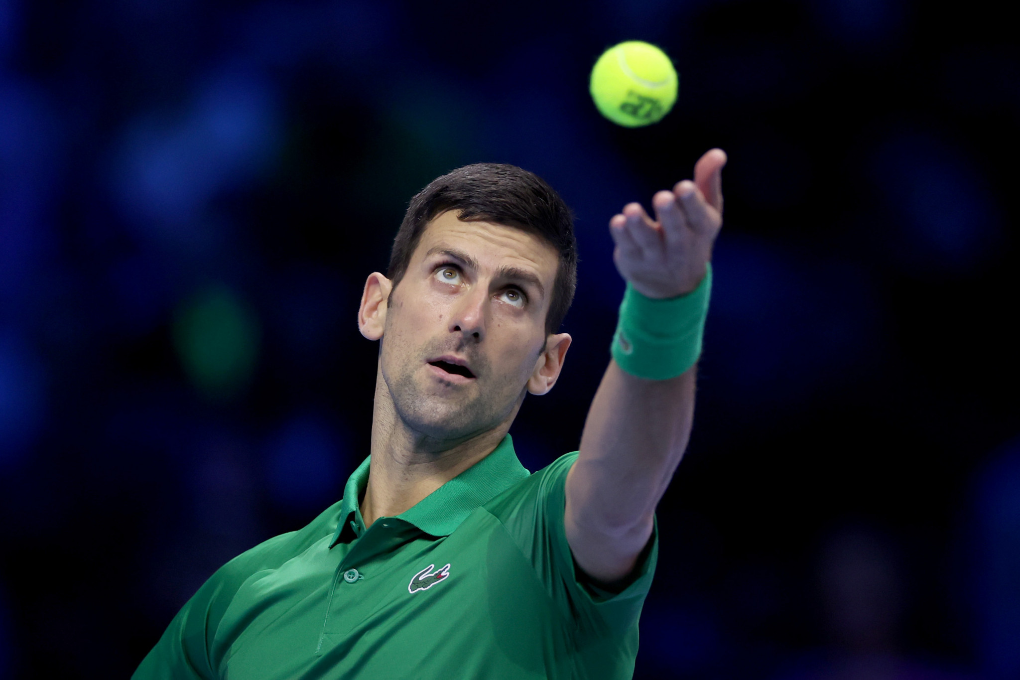 Novak Djokovic reached the last four of the ATP Finals after a straight-sets win over Andrey Rublev ©Getty Images