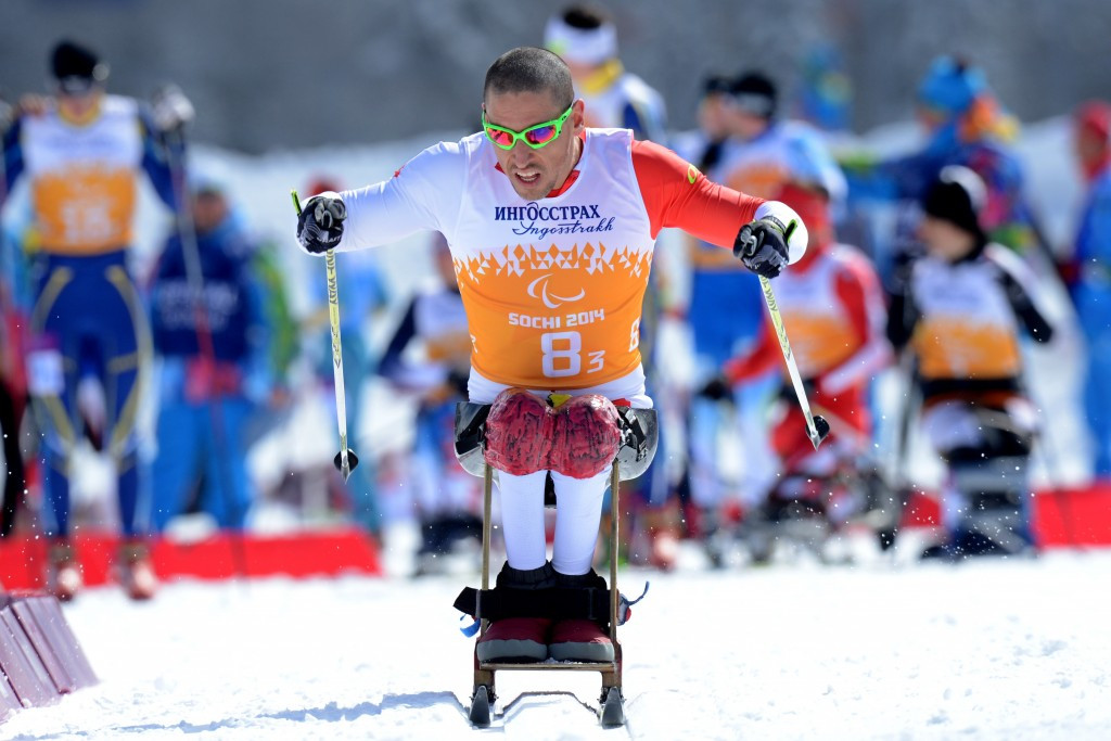 Grigory Murygin, pictured competing at Sochi 2014, was among Russian winners at the IPC Biathlon World Cup Finals ©AFP/Getty Images