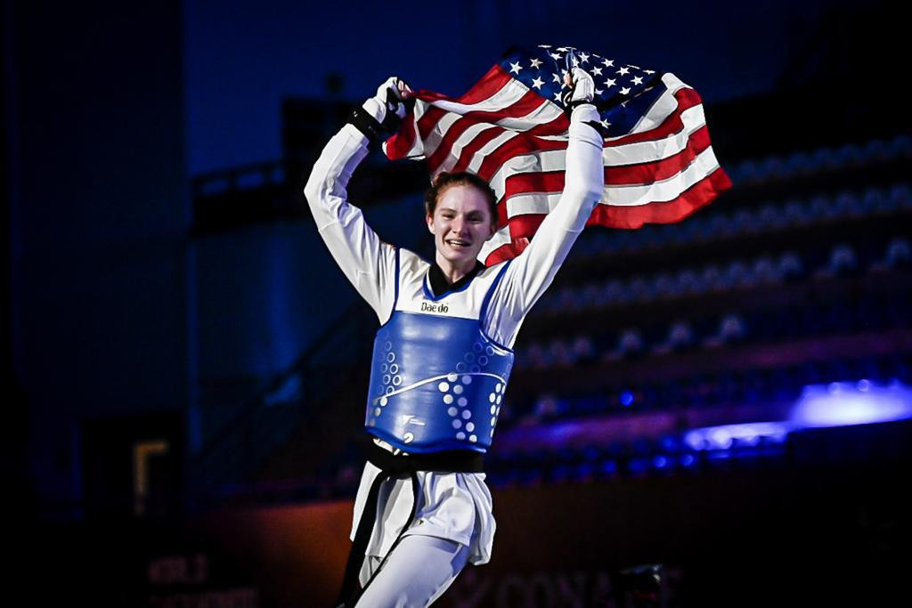 American teenager Makayla Greenwood celebrates after winning the women's under-53kg title in dramatic fashion ©World Taekwondo