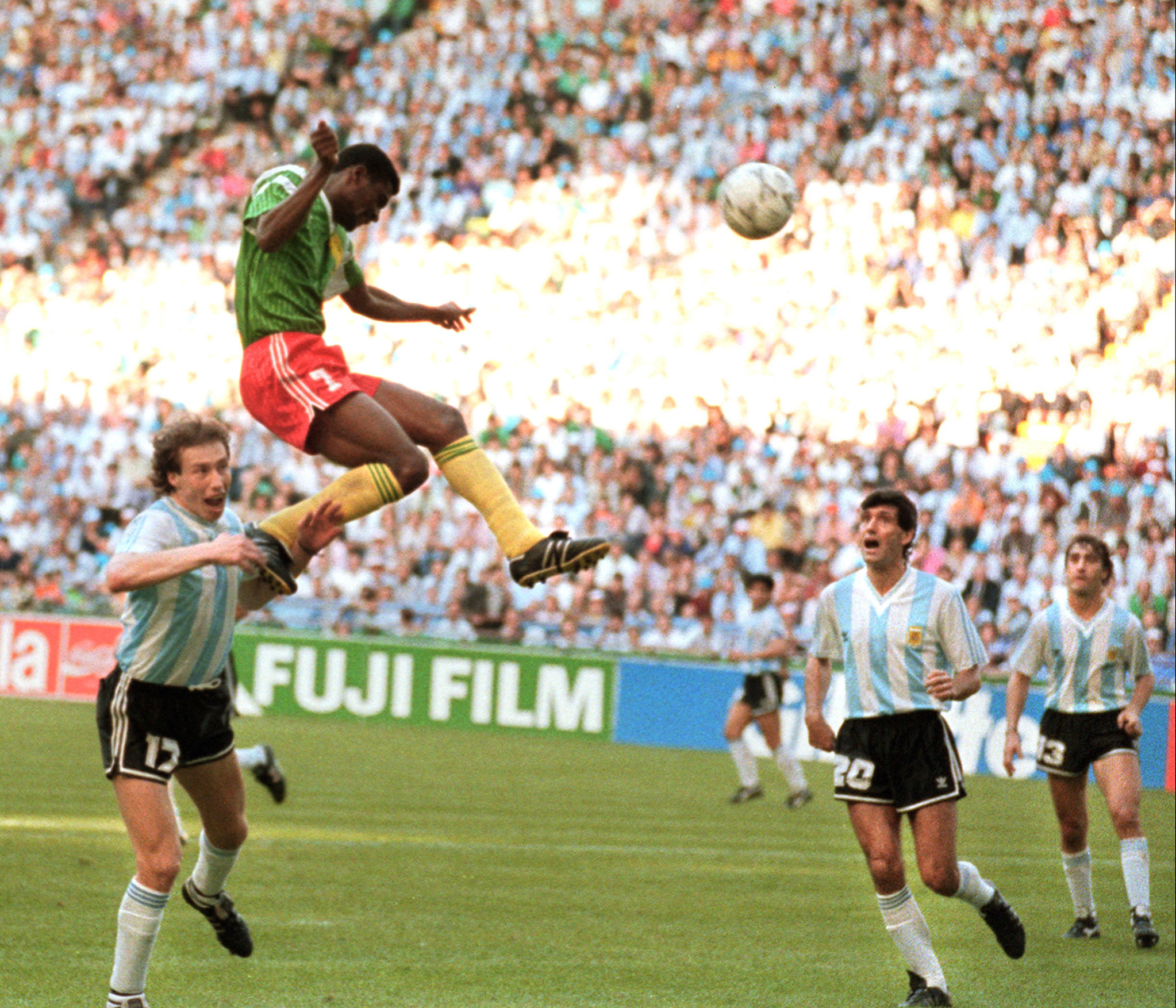 A shock for world champions Argentina in the opening match of Italia 90 when they were beaten 1-0 by Cameroon ©Getty Images