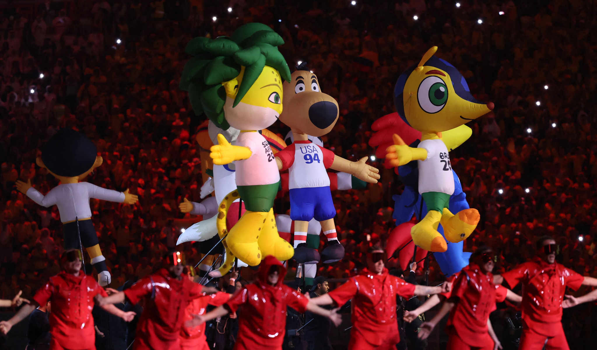 Inflatable mascots from previous World Cups were seen at the Opening Ceremony ©Getty Images
