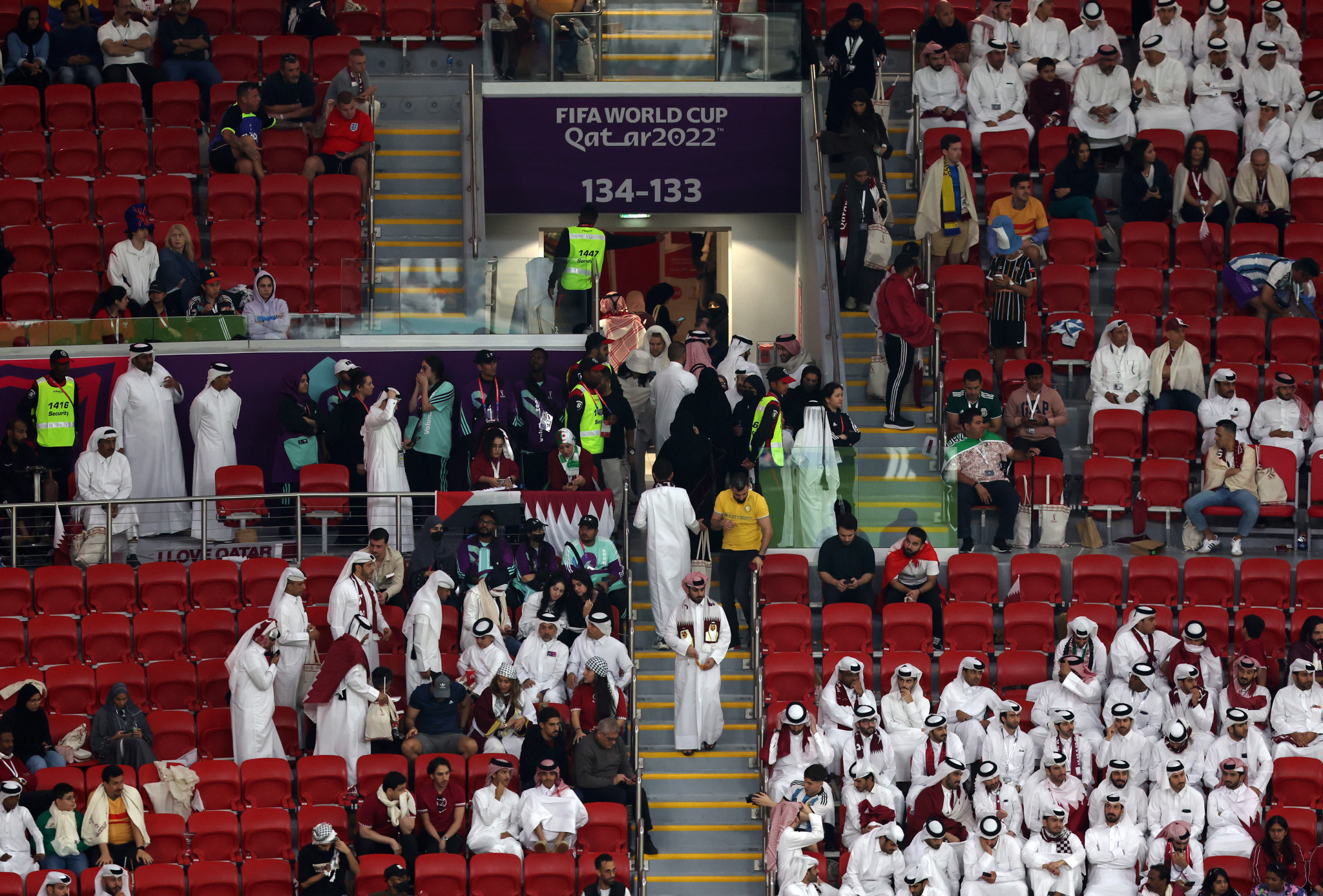 With Qatar thoroughly outplayed thousands of fans did not return for the second half ©Getty Images