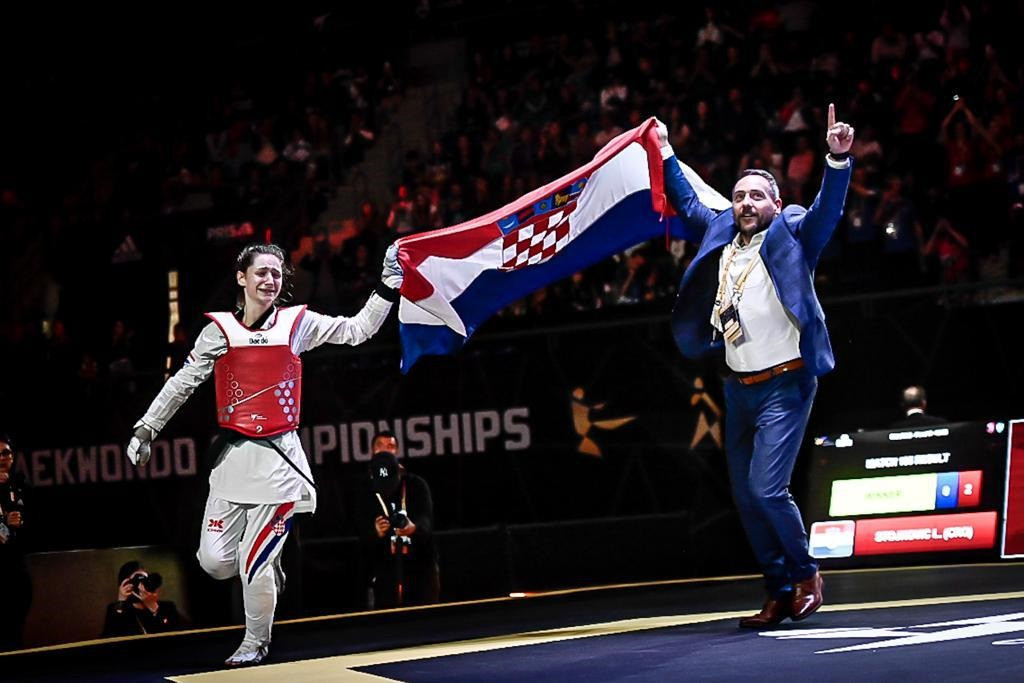 Croatia’s Lena Stojković is overjoyed after capturing the women's under-46kg crown on the final day ©World Taekwondo