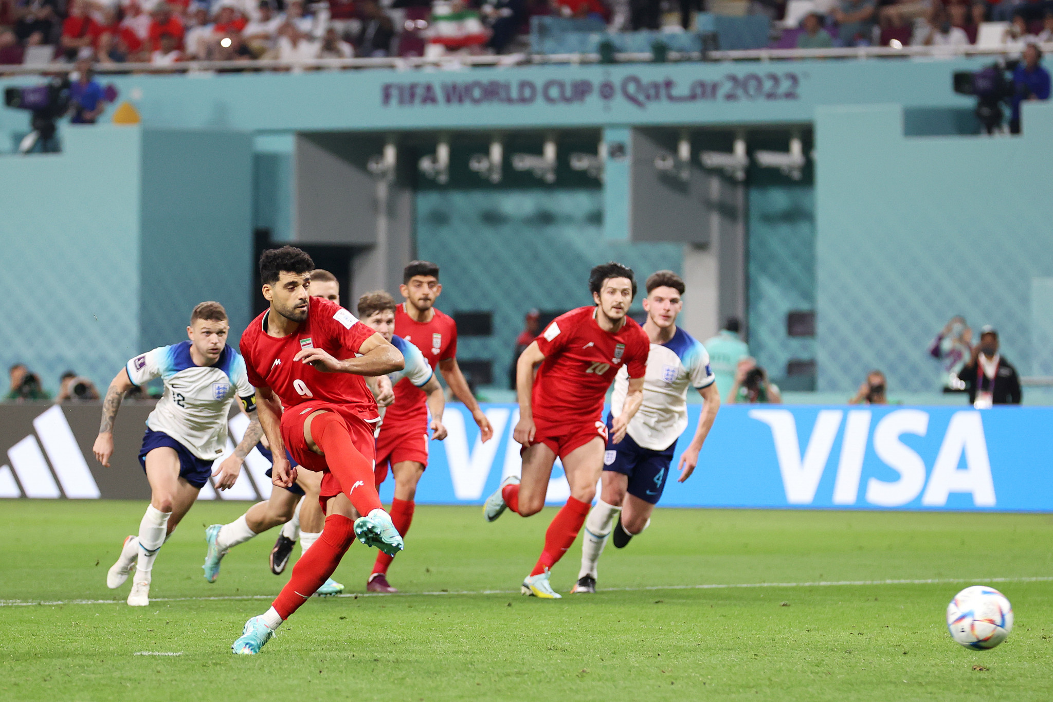 Mehdi Taremi then joined him following his spot kick which closed Iran's goal difference and ended the game 6-2 to Gareth Southgate's side ©Getty Images