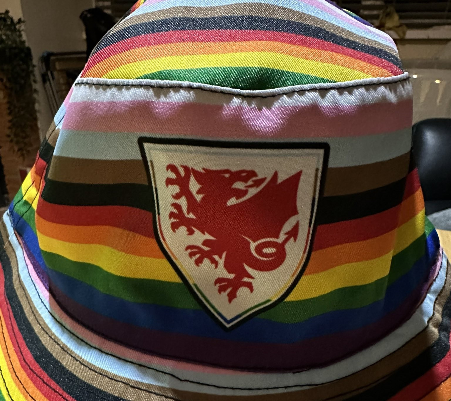 Welsh fans accused security of asking them to remove their rainbow hats before the match against the United States ©Twitter/The Rainbow Wall