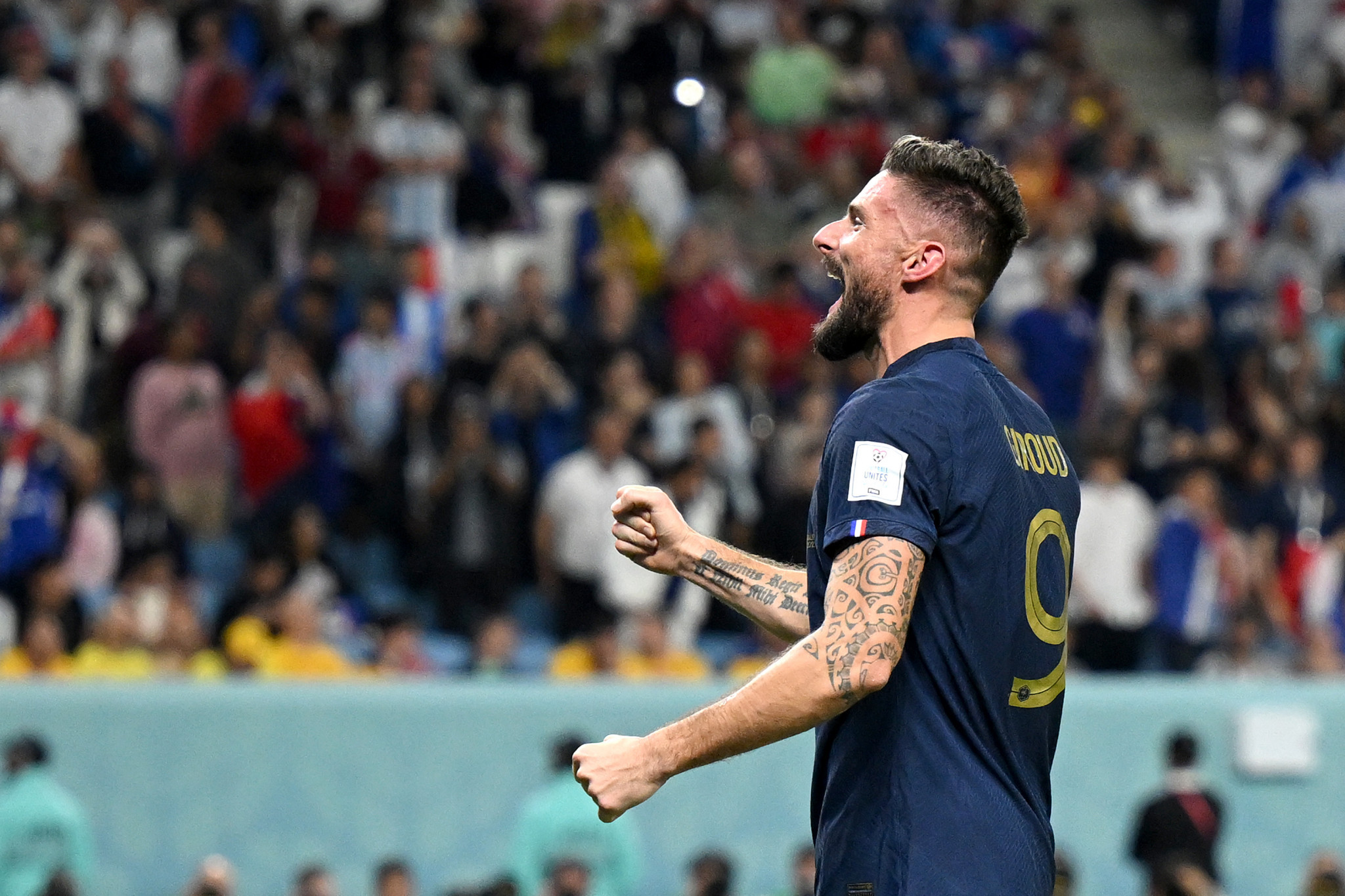 Olivier Giroud equalled Thierry Henry's goalscoring record for France in the country's 4-1 over Australia ©Getty Images