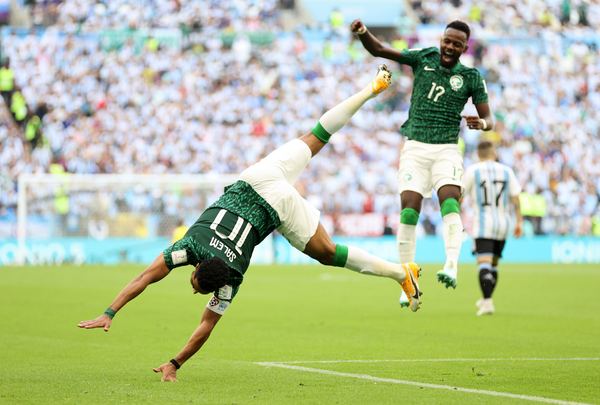 Salem Aldawsari celebrates after scoring Saudi Arabia's winning goal against Argentina ©Getty Images