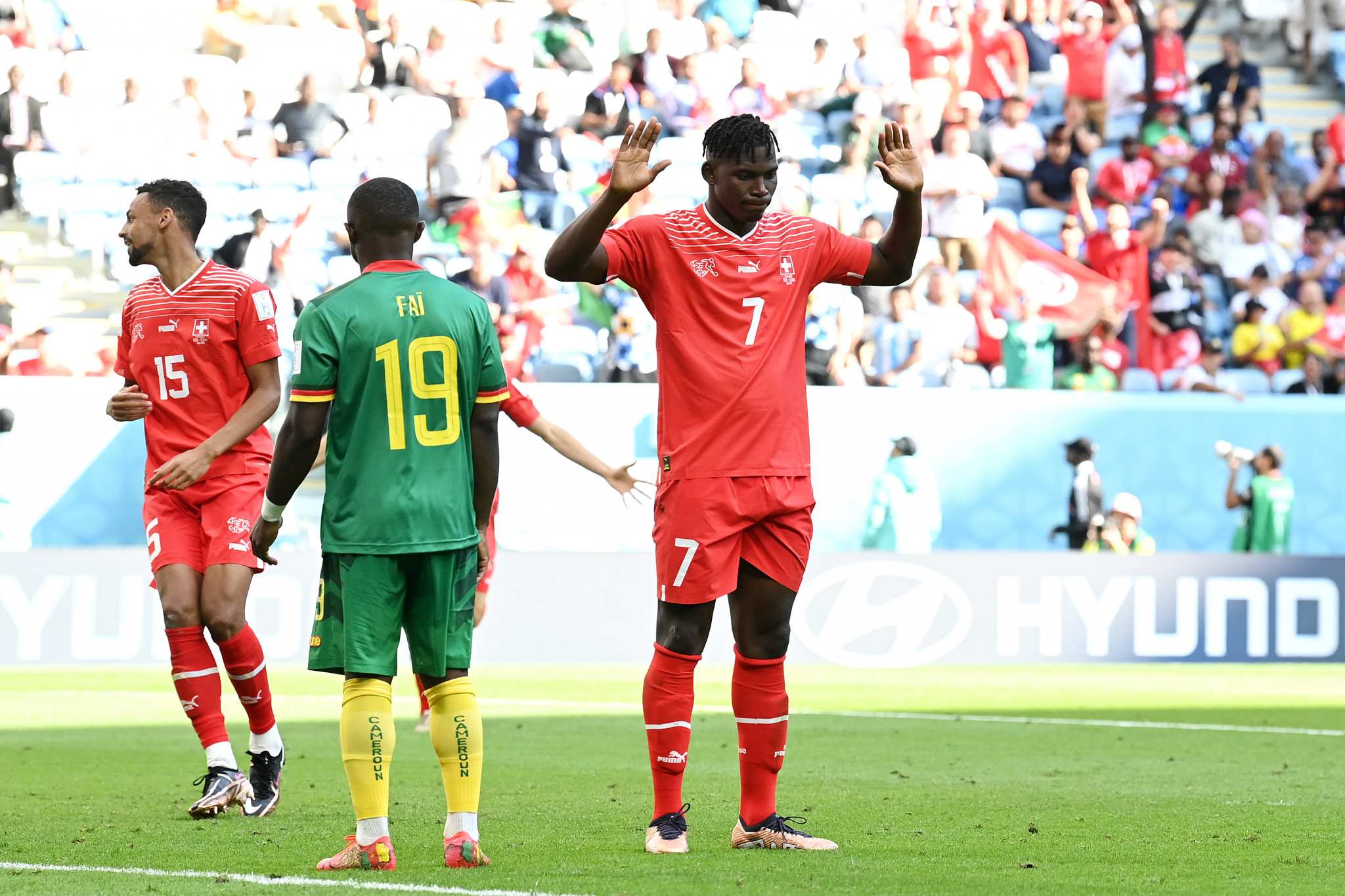 Cameroon-born Breel Embolo did not celebrate after scoring the winner for Switzerland ©Getty Images