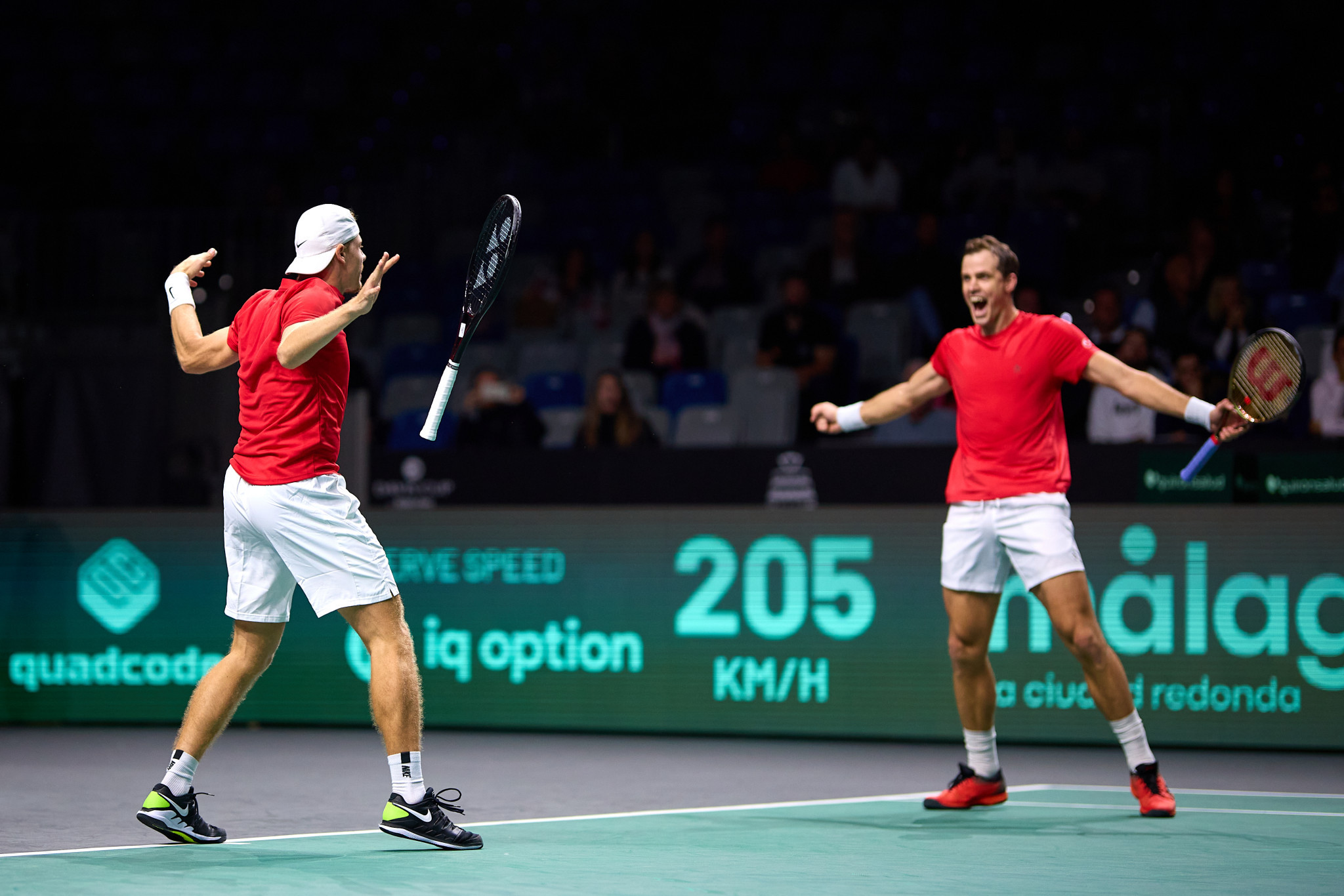 Vasek Pospisil, right, and Denis Shapovalov came back from one set down to defeat Kevin Krawietz and Tim Puetz of Germany ©Getty Images