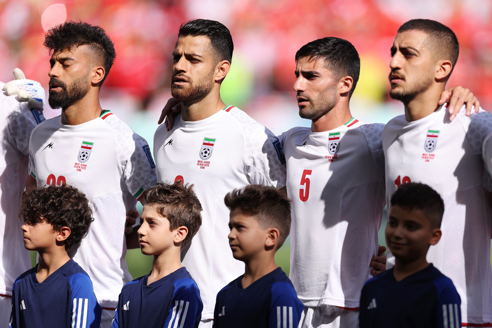 Players chose to sing the Iranian national anthem before facing Wales after standing in silence prior to taking on England ©Getty Images