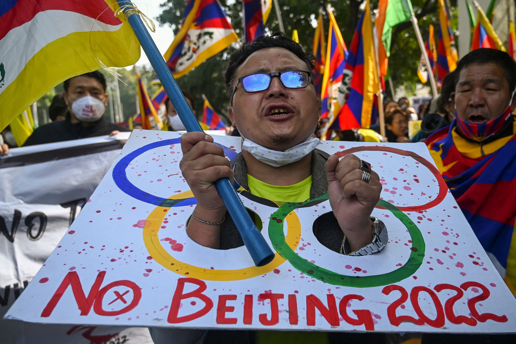 There were widespread protests against the Beijing 2022 Winter Olympics in the build-up to the Games ©Getty Images