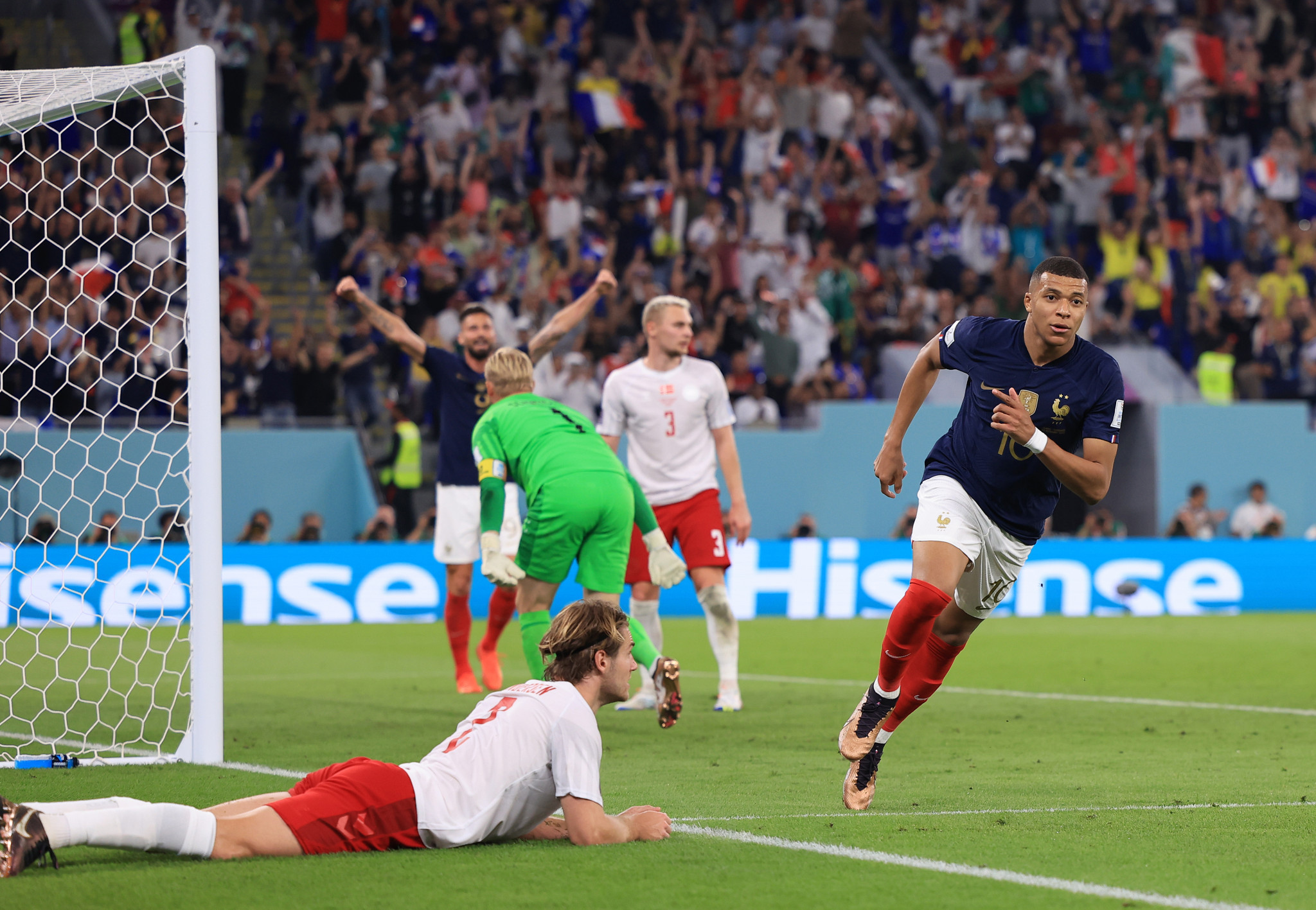 Kylian Mbappé, right, scored the first goal for France, finishing off a team move ©Getty Images  