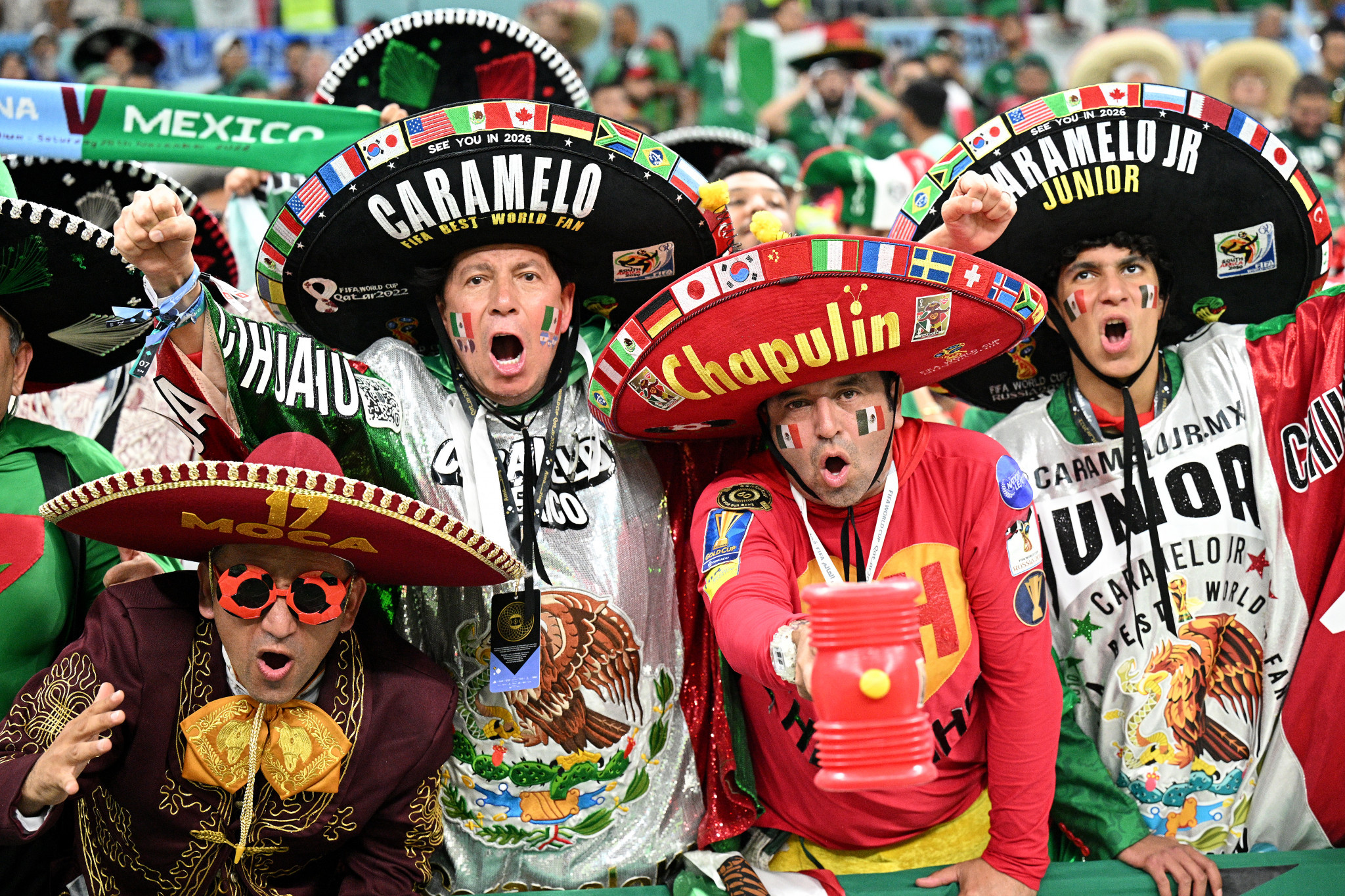 Mexico fans were equally impressive with their costumes and sombrero hats ©Getty Images