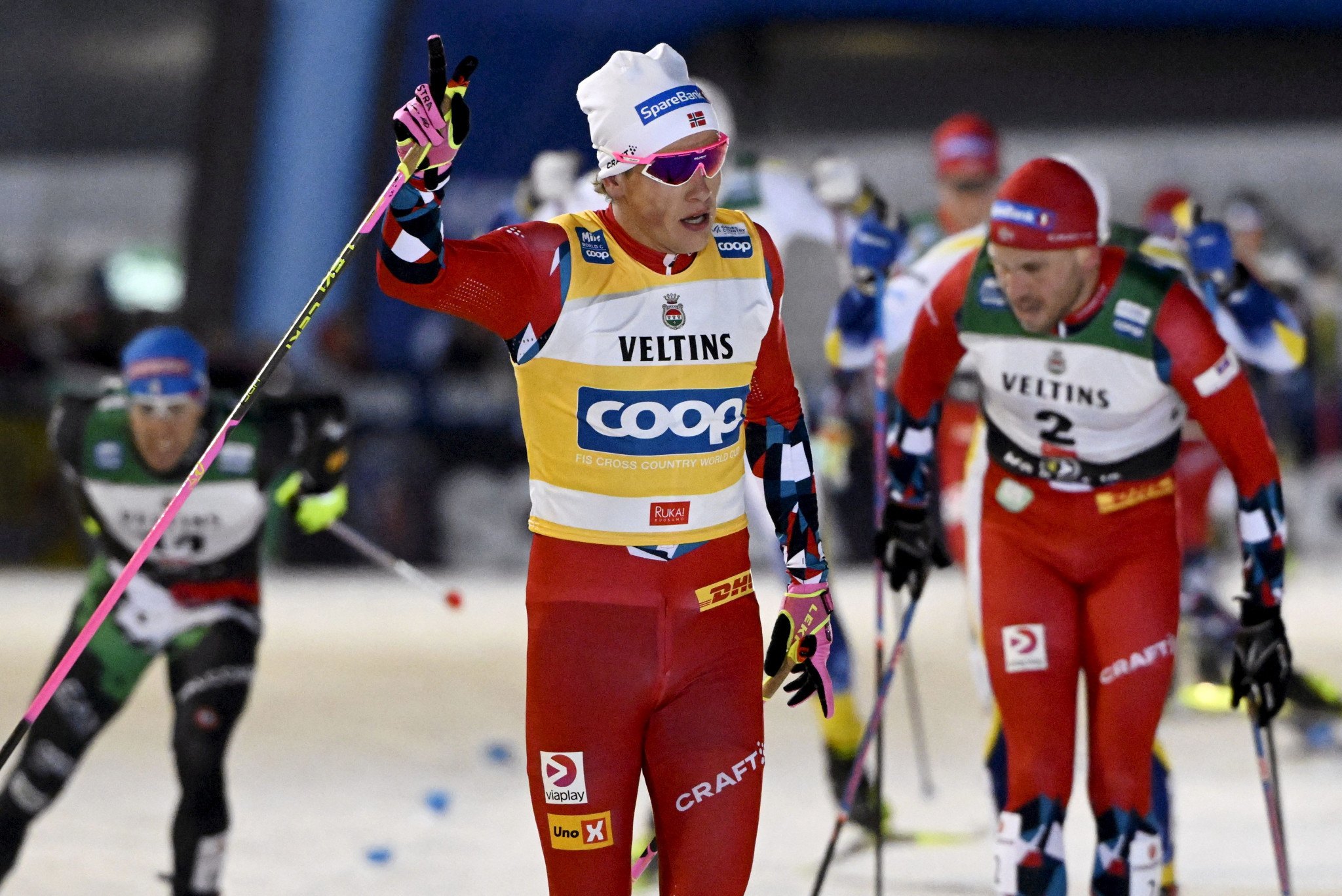 Johannes Høsflot Klæbo won a fourth Cross-Country World Cup of the season as he claimed the men's sprint free final ©Getty Images